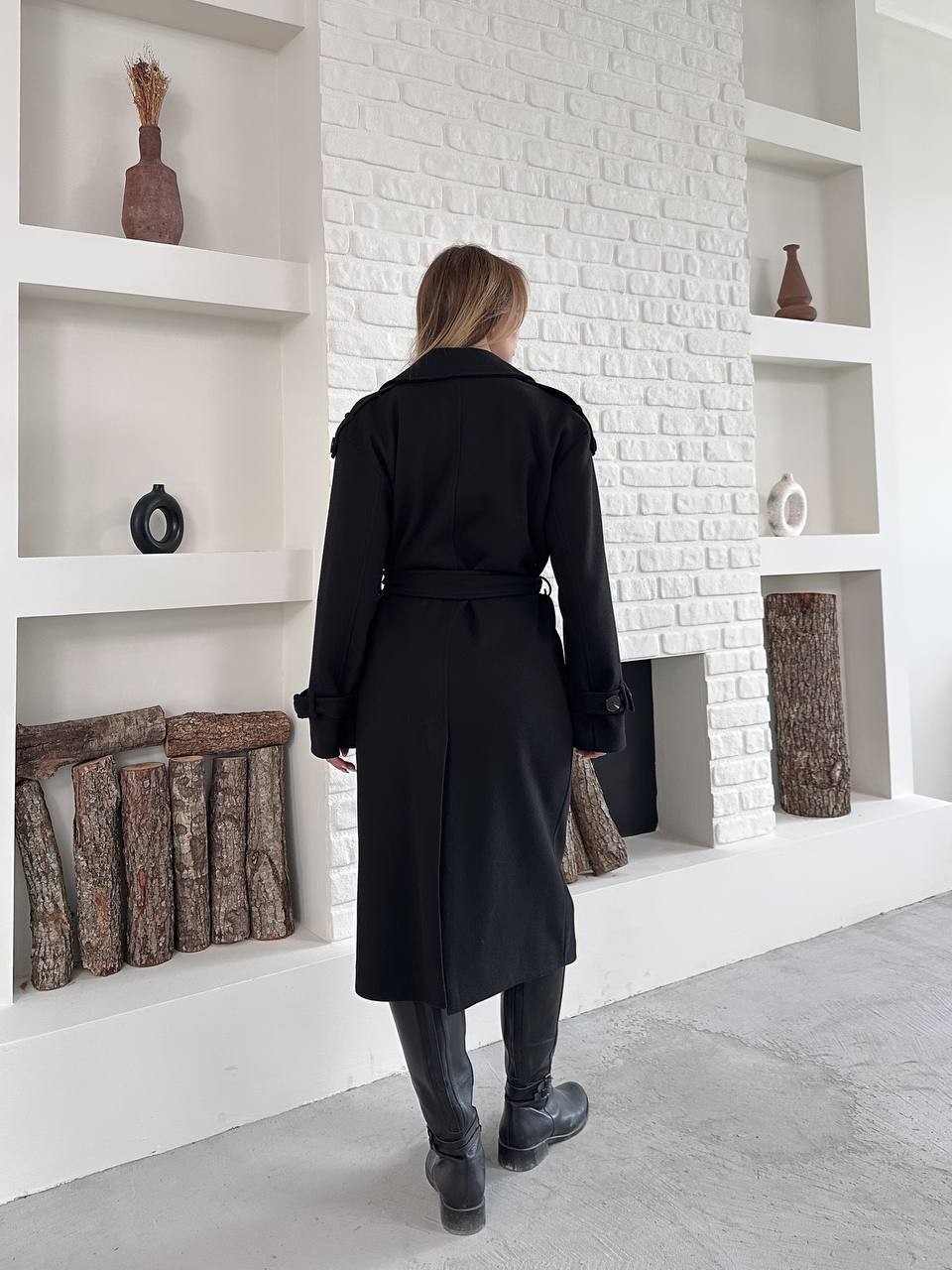 Kuşaklı Kaşe Kaban Siyah