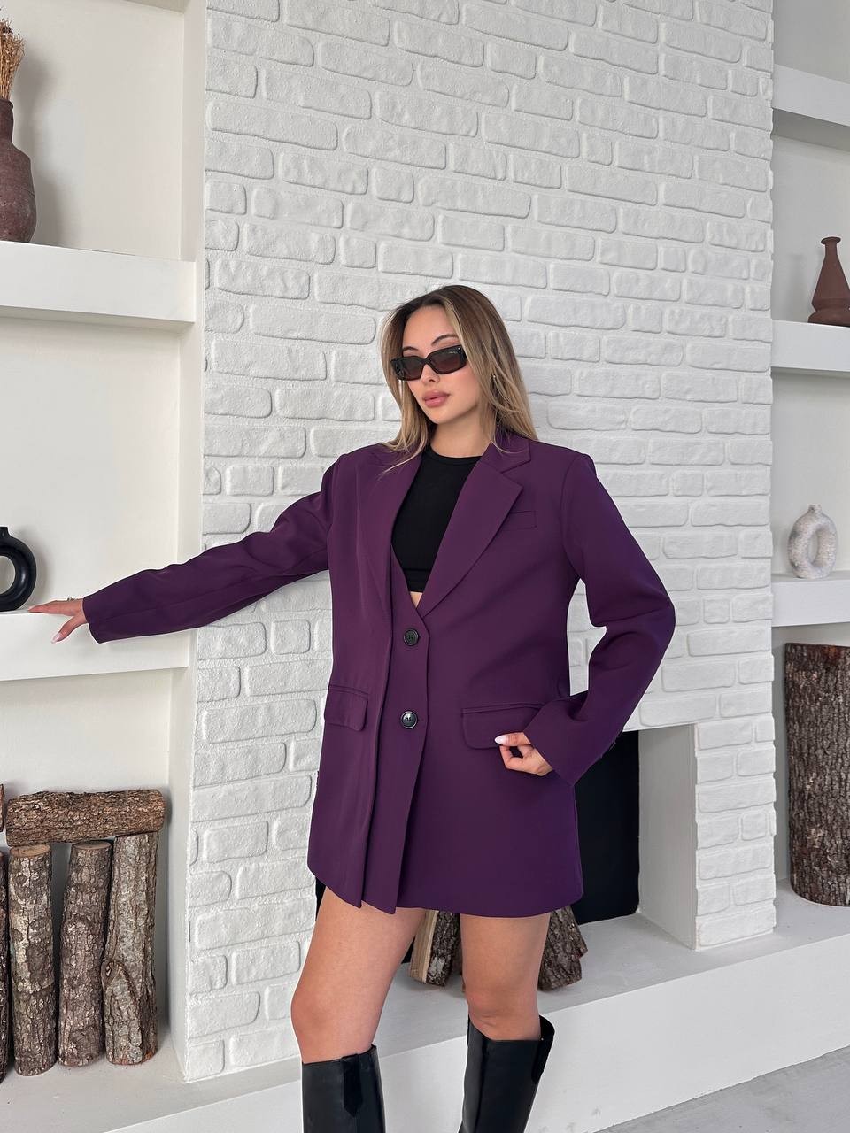 Blazer Ceket Mor