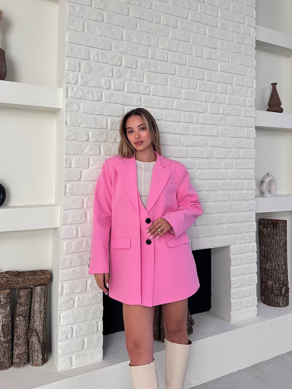 Blazer Ceket Pembe