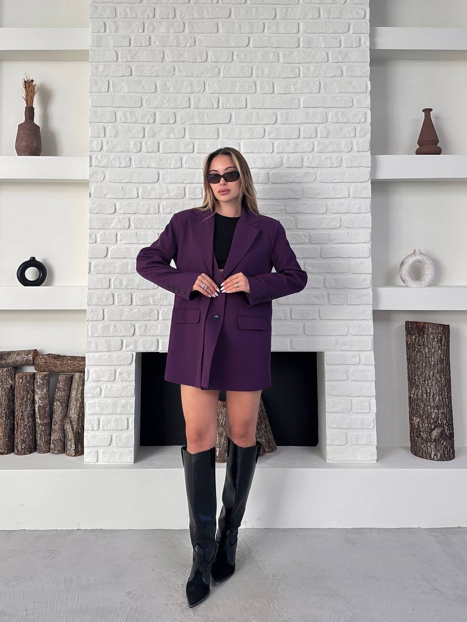 Blazer Ceket Mor