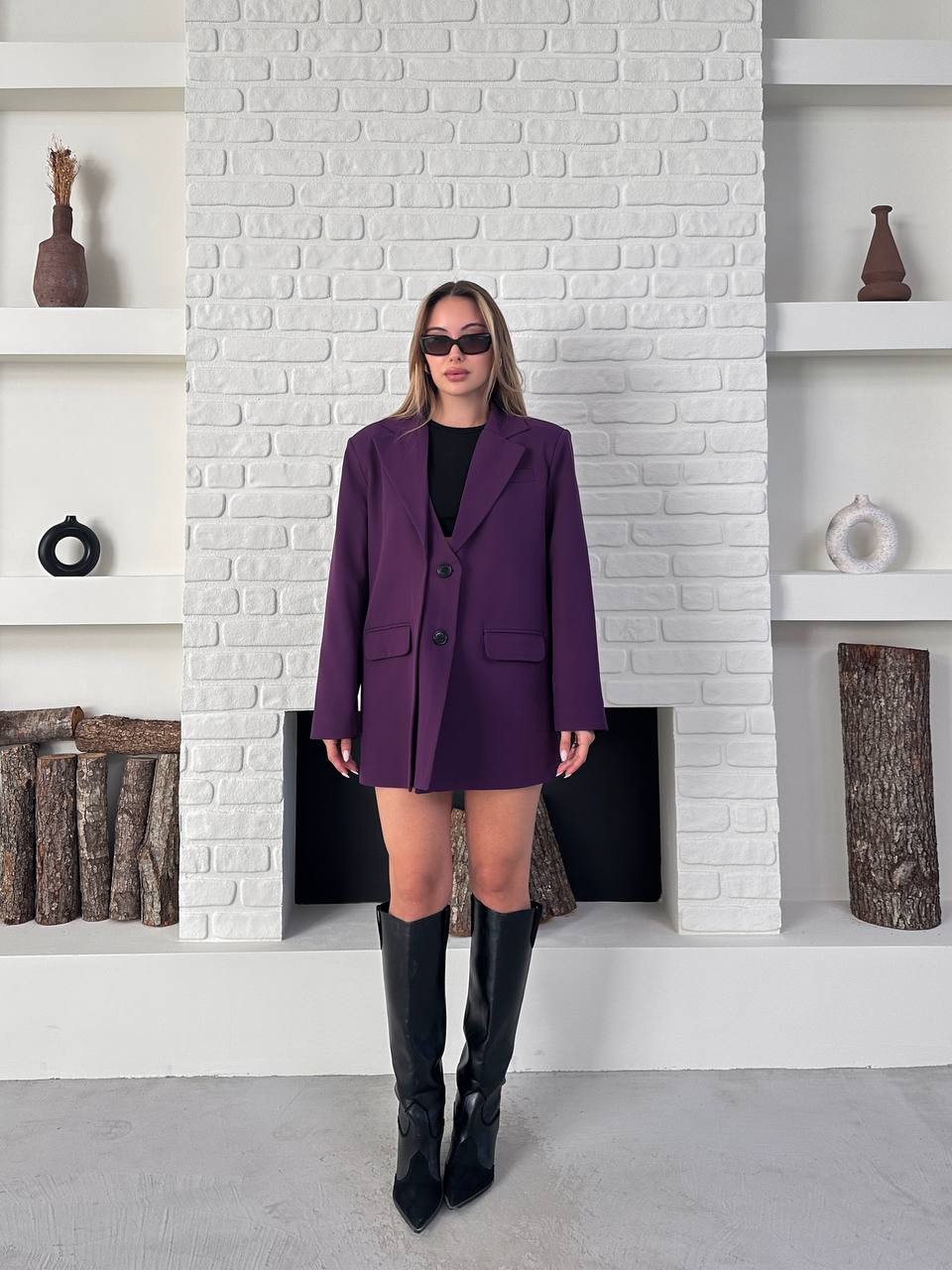 Blazer Ceket Mor