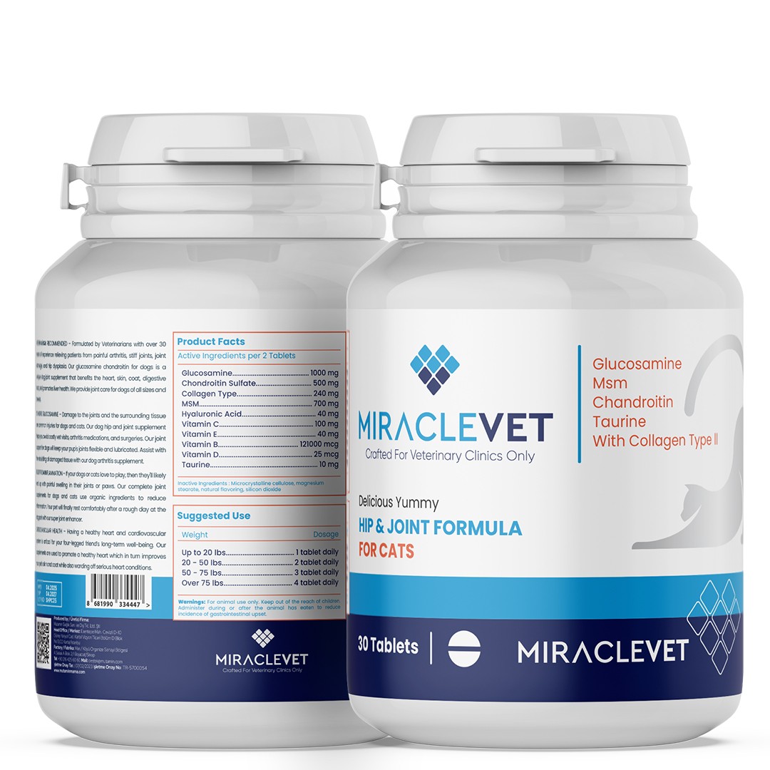Miraclevet – Eklem Desteği ve Mobilite Tablet Kediler İçin – 30 Kapsül