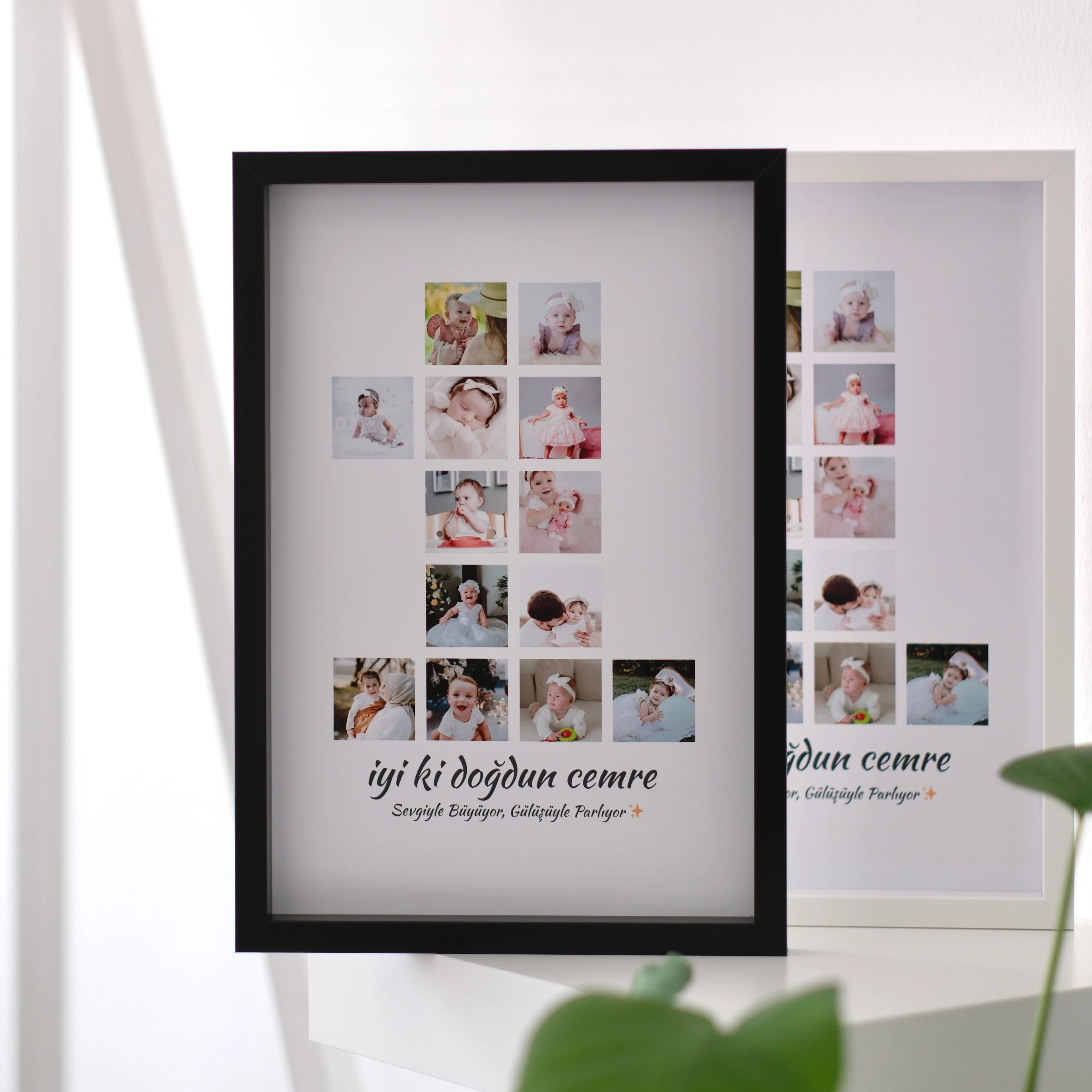 Bebeğin 1 Yaş ve 2 Yaş Fotoğraflı 20x30 Yapışan Çerçeve