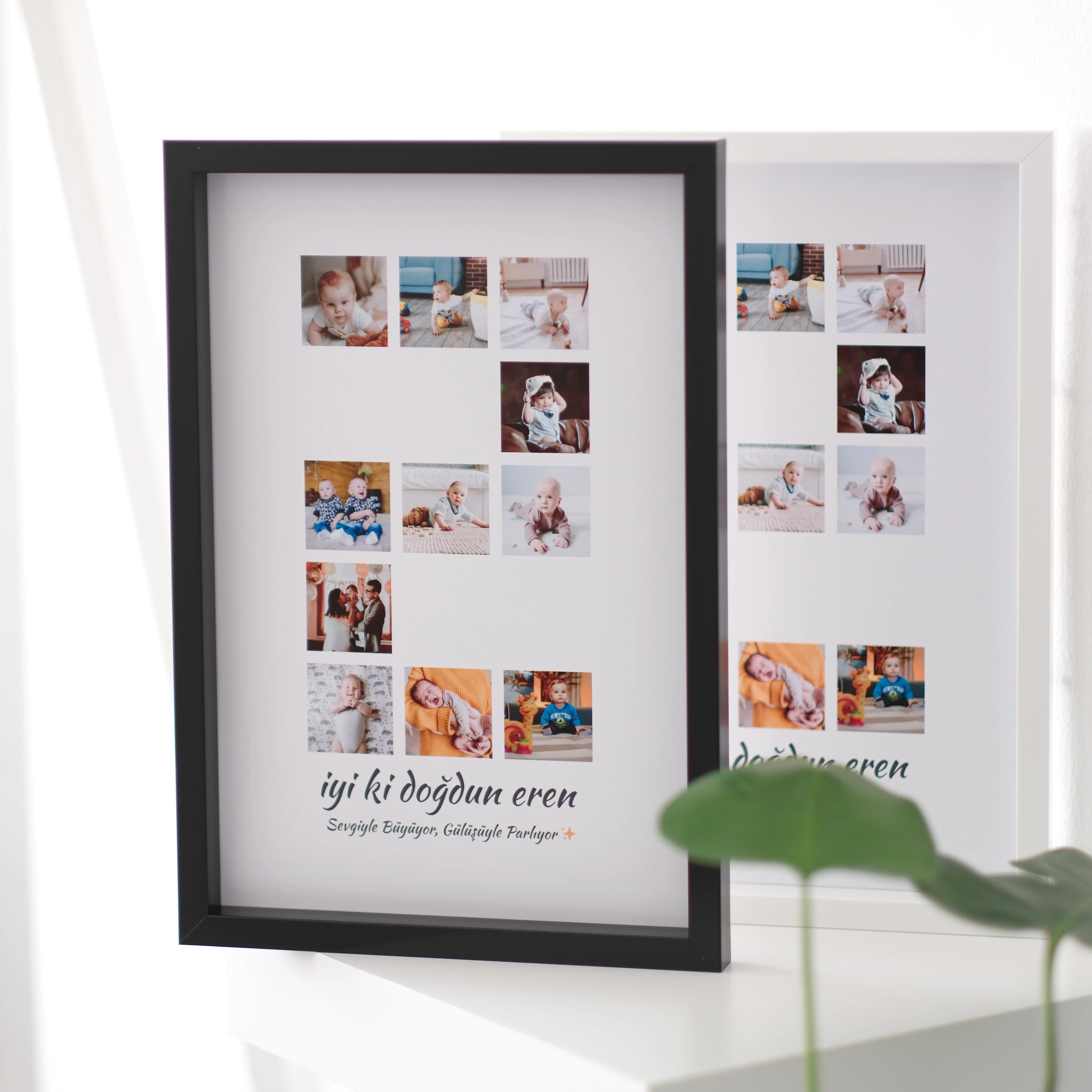Bebeğin 1 Yaş ve 2 Yaş Fotoğraflı 20x30 Yapışan Çerçeve