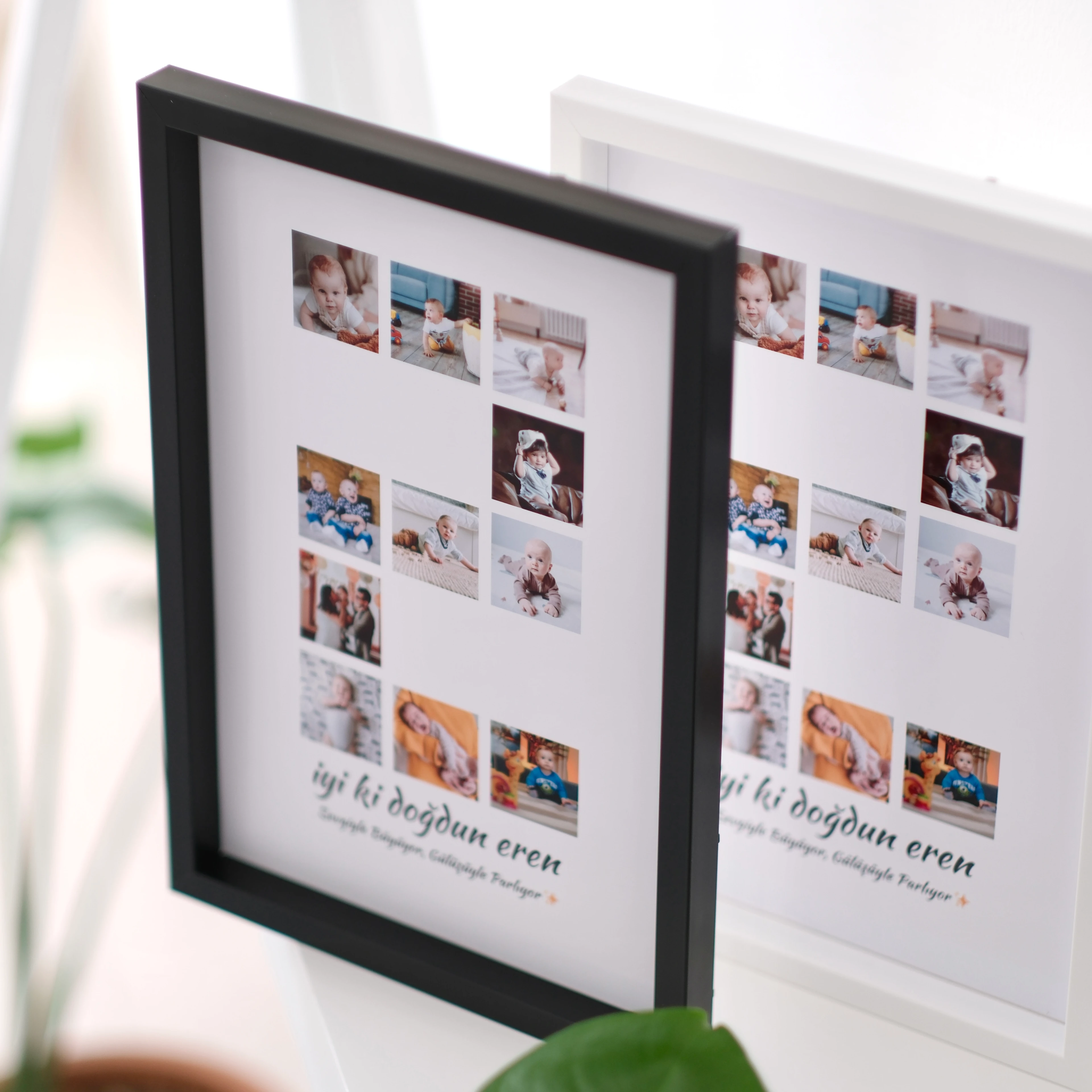 Bebeğin 1 Yaş ve 2 Yaş Fotoğraflı 20x30 Yapışan Çerçeve