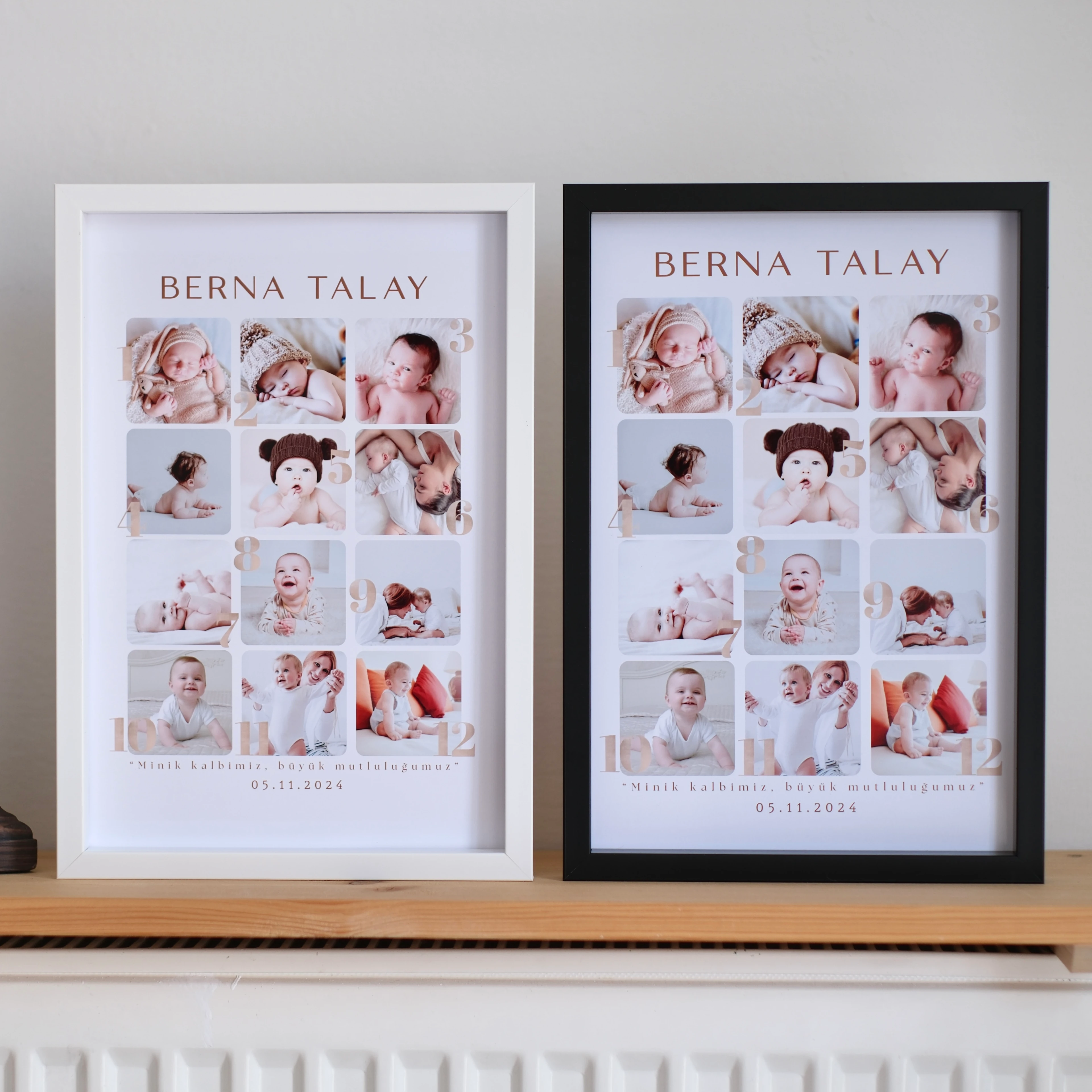 Bebeğin 1 Yılı 12 Fotoğraflı 20x30 Yapışan Çerçeve