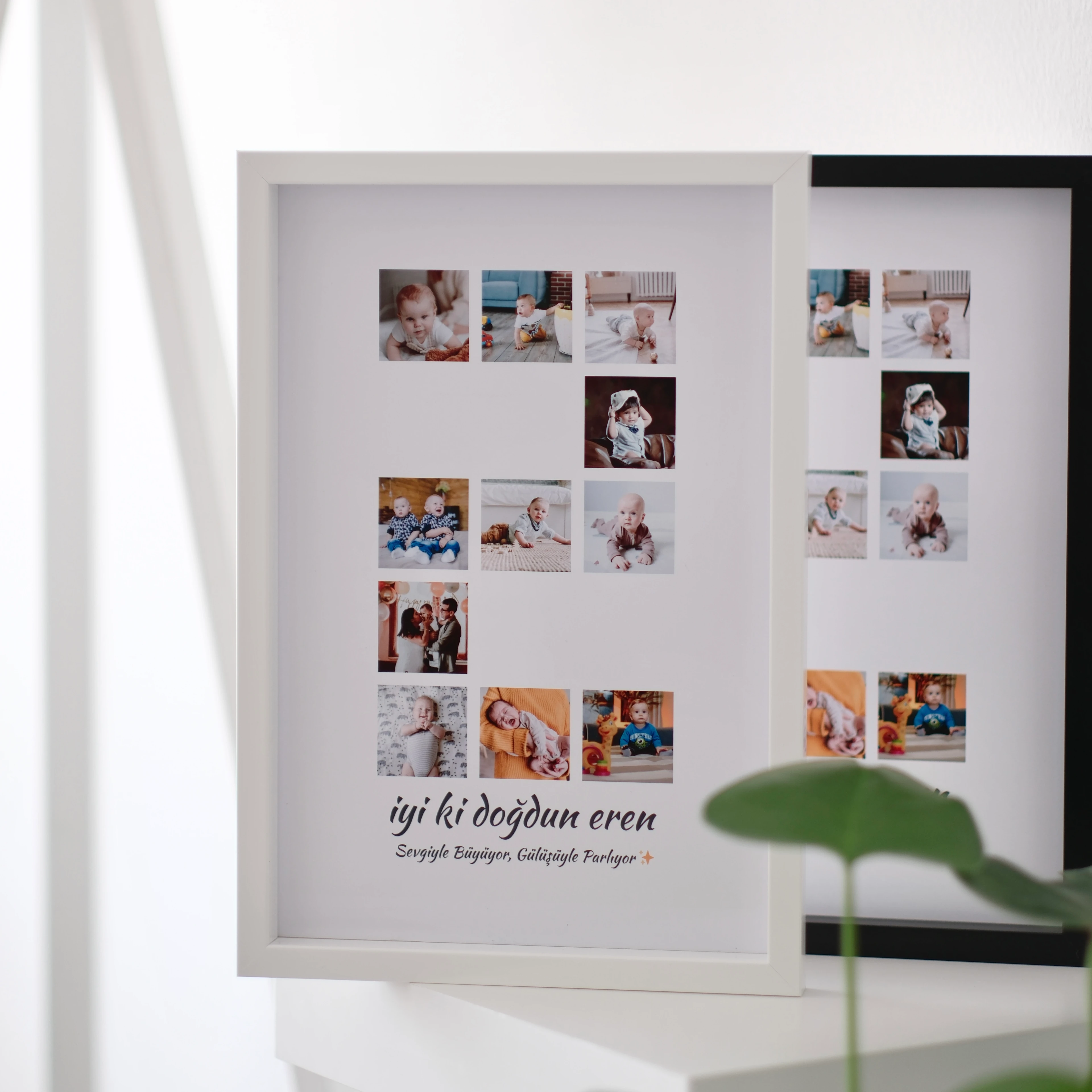 Bebeğin 1 Yaş ve 2 Yaş Fotoğraflı 20x30 Yapışan Çerçeve