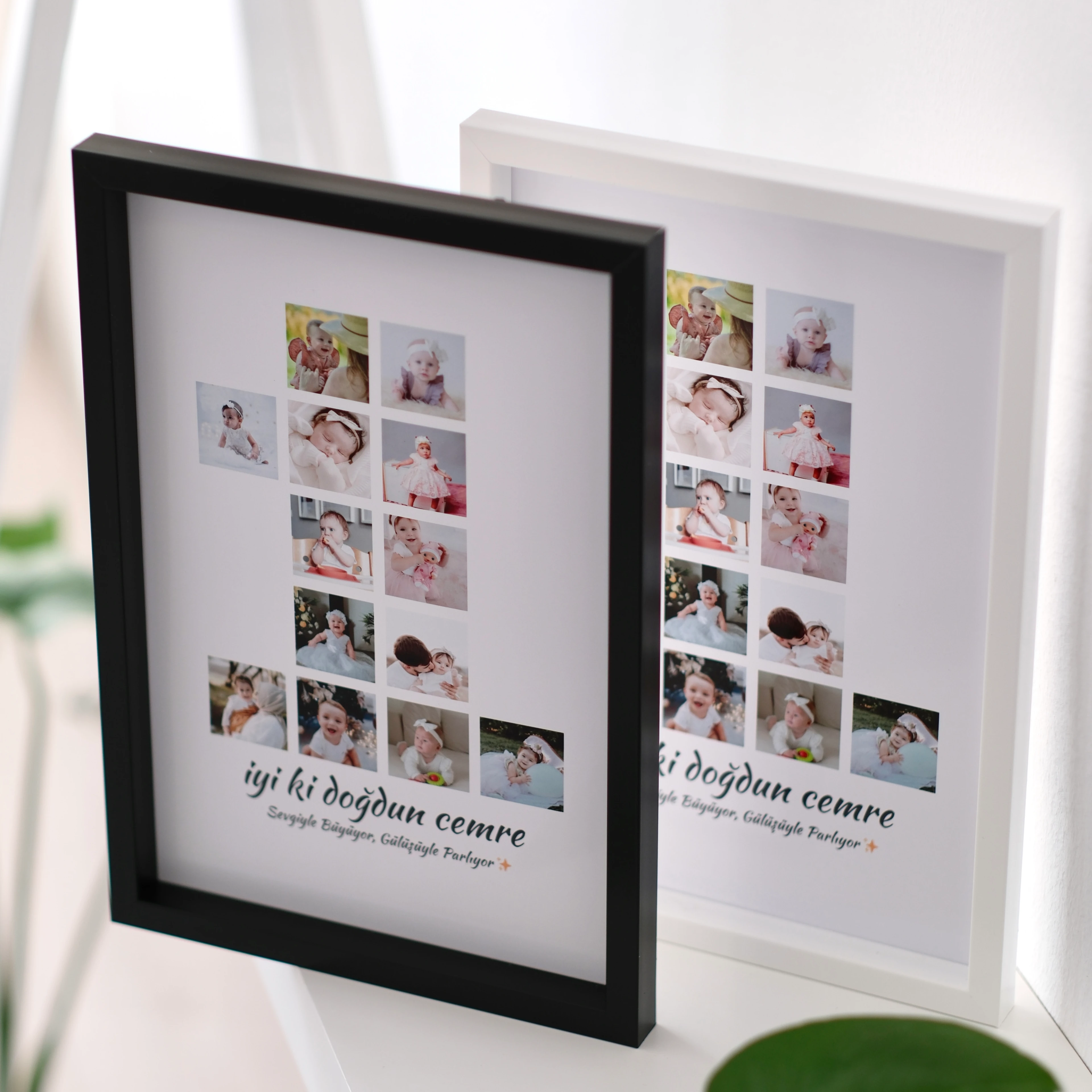 Bebeğin 1 Yaş ve 2 Yaş Fotoğraflı 20x30 Yapışan Çerçeve