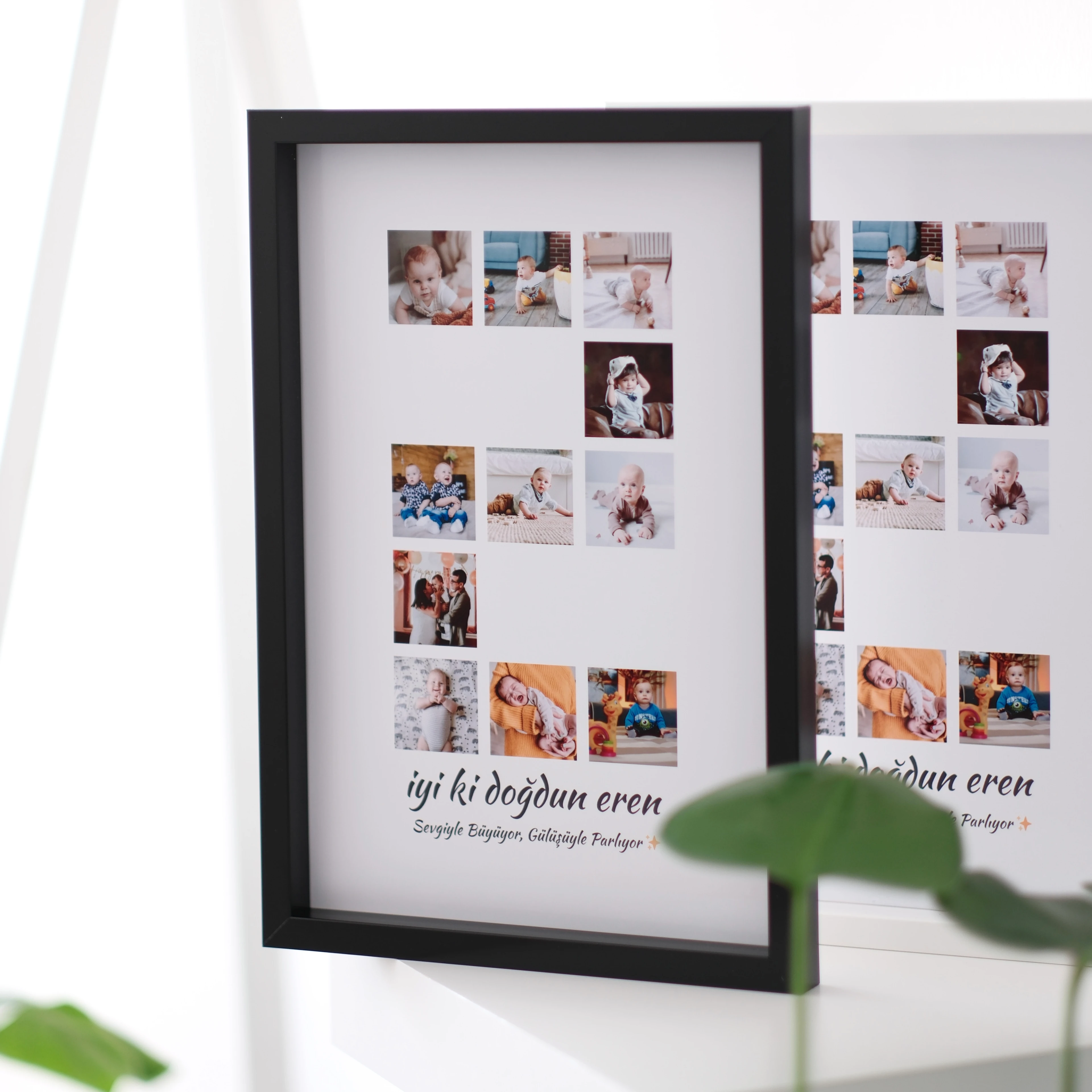 Bebeğin 1 Yaş ve 2 Yaş Fotoğraflı 20x30 Yapışan Çerçeve