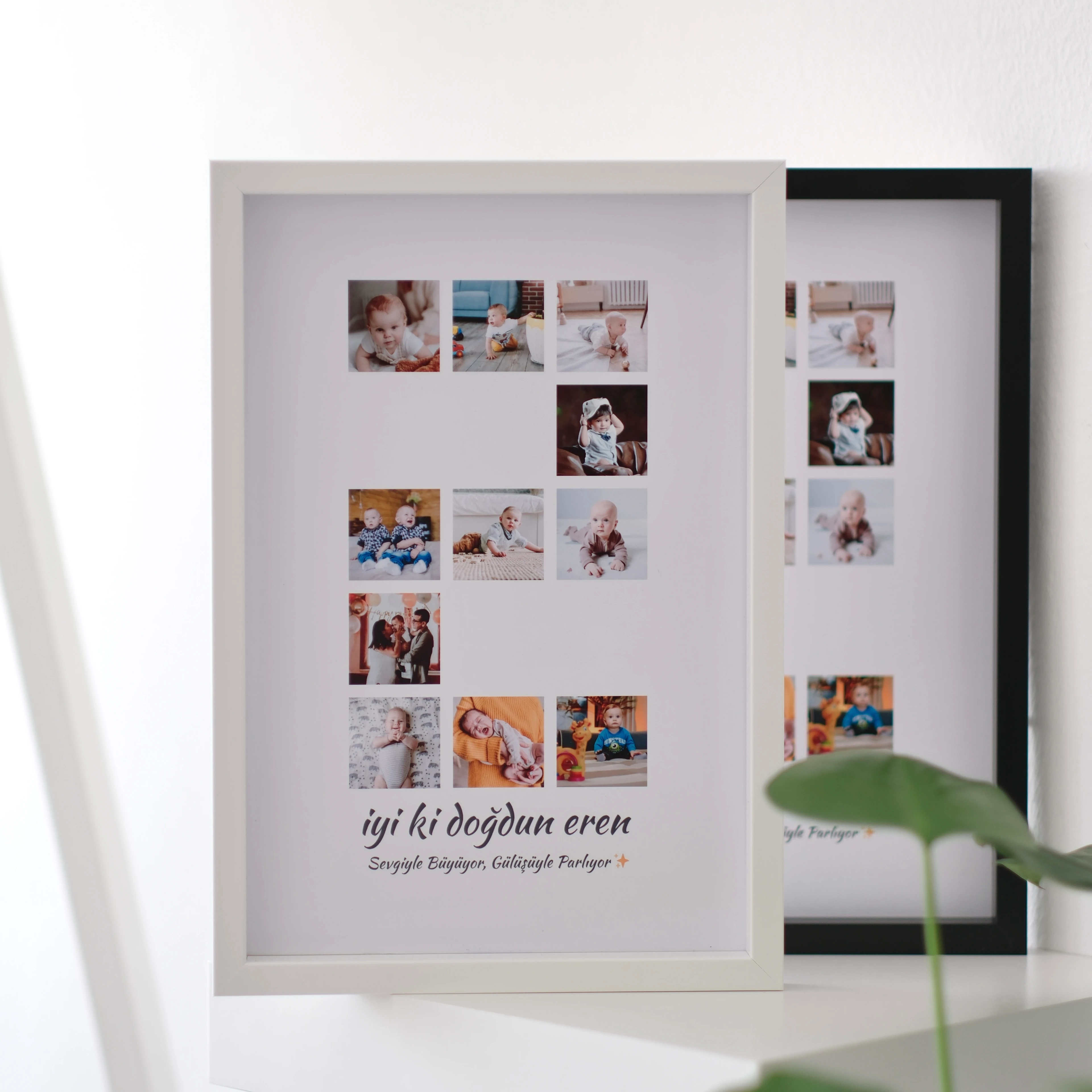 Bebeğin 1 Yaş ve 2 Yaş Fotoğraflı 20x30 Yapışan Çerçeve