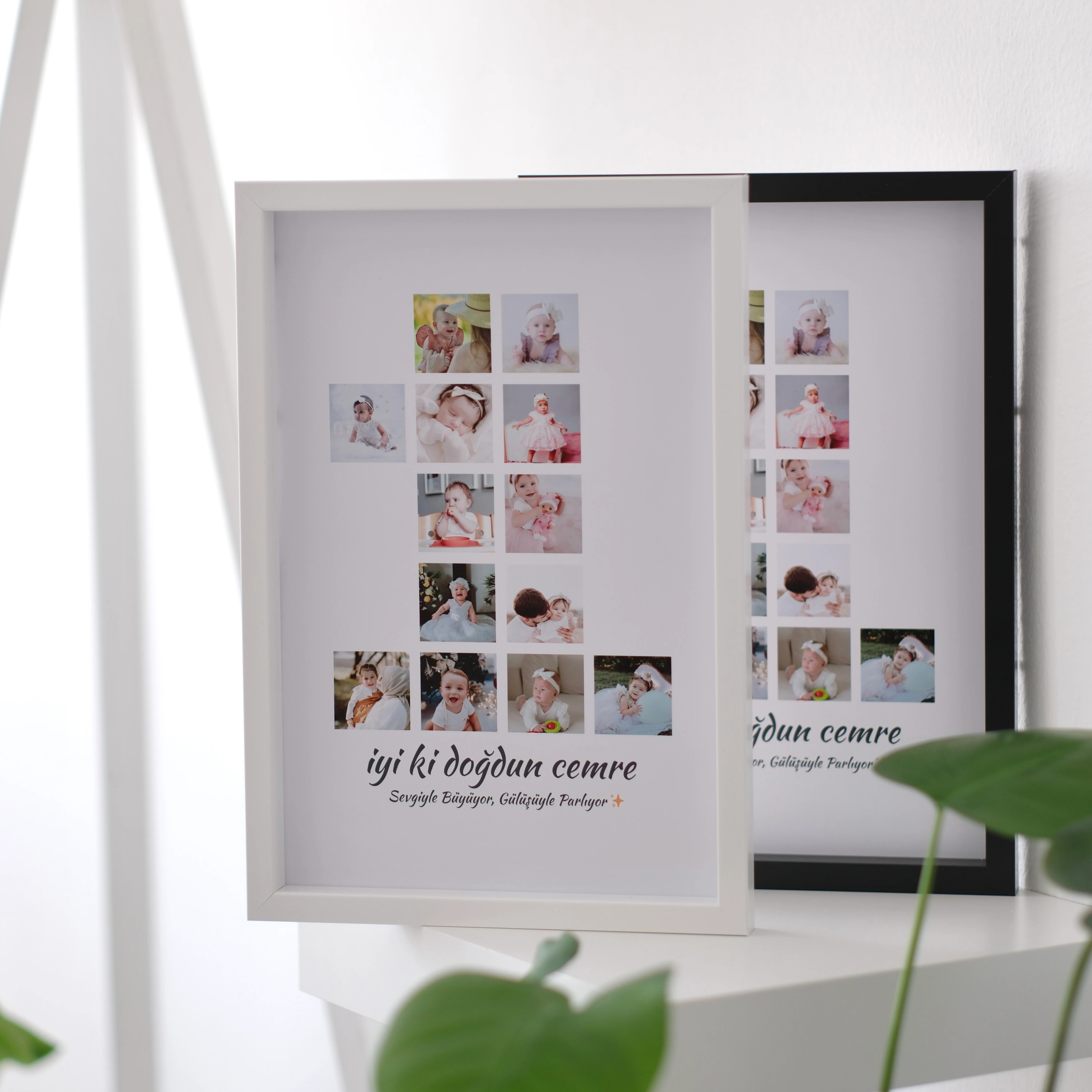 Bebeğin 1 Yaş ve 2 Yaş Fotoğraflı 20x30 Yapışan Çerçeve