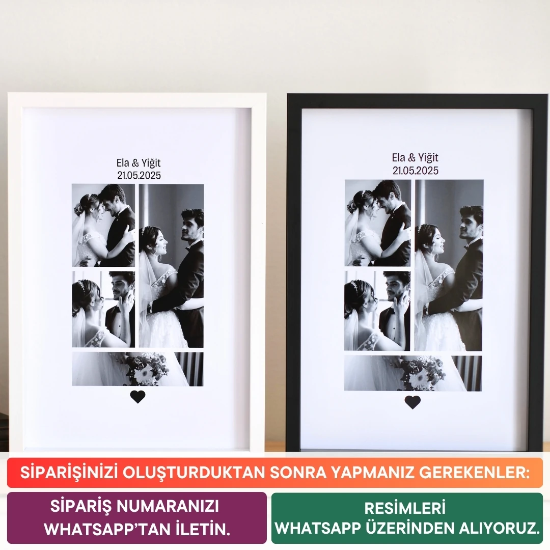 4 Fotoğraflı Siyah Beyaz 20x30 Yapışan Çerçeve
