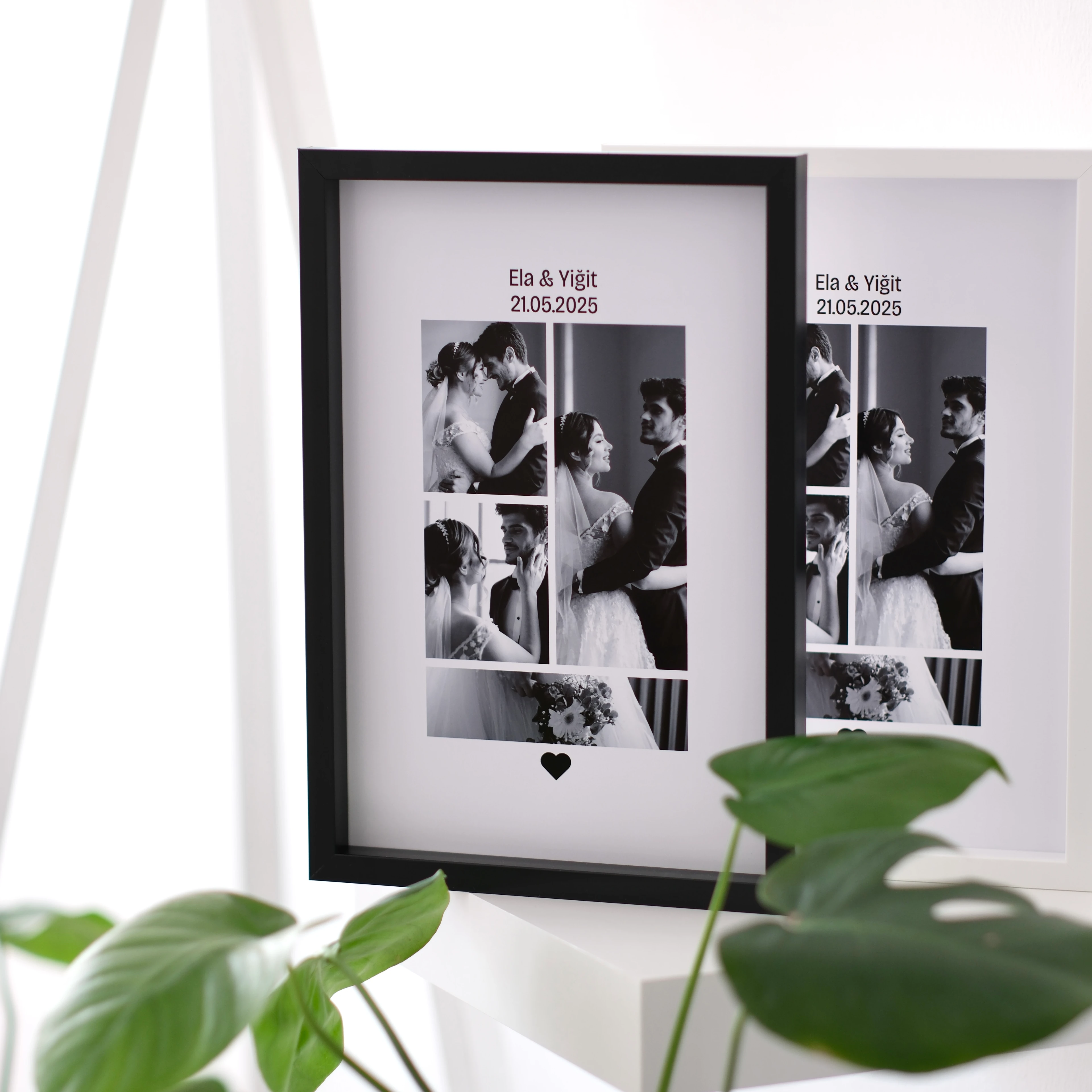 4 Fotoğraflı Siyah Beyaz 20x30 Yapışan Çerçeve