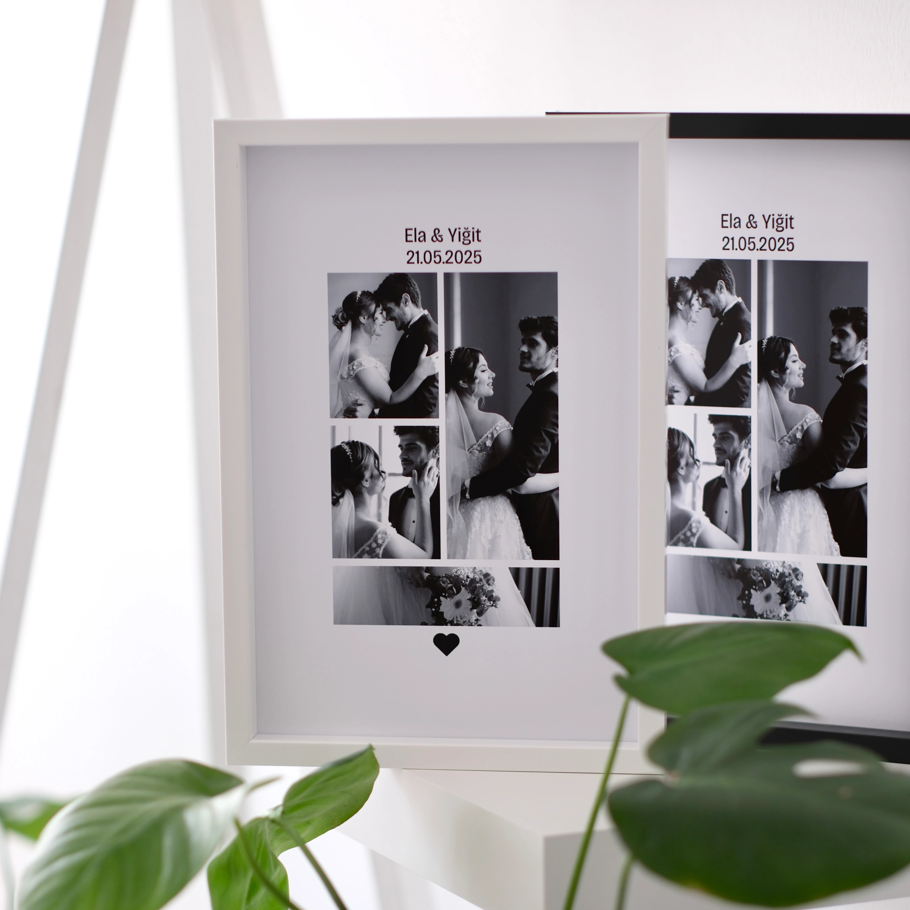 4 Fotoğraflı Siyah Beyaz 20x30 Yapışan Çerçeve