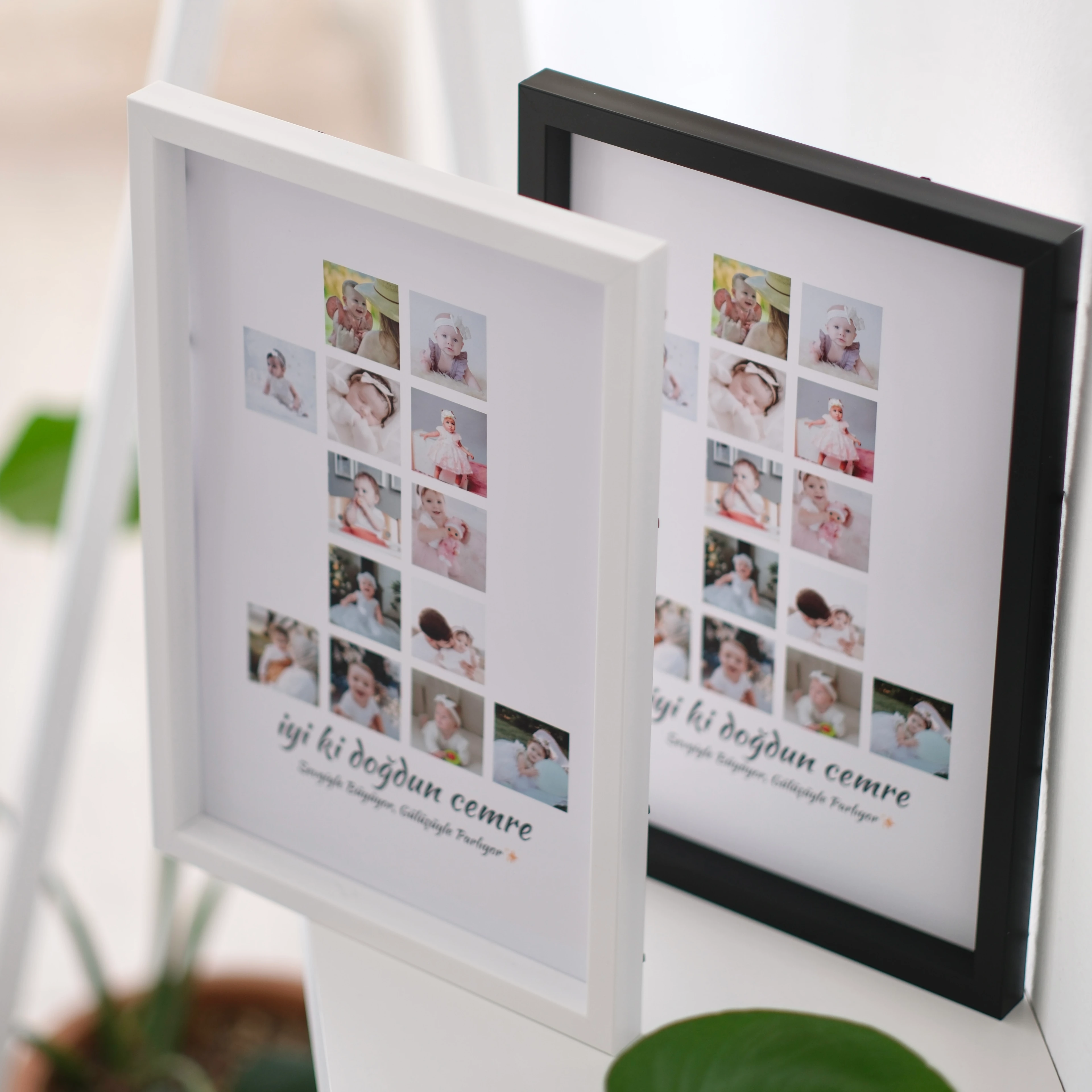 Bebeğin 1 Yaş ve 2 Yaş Fotoğraflı 20x30 Yapışan Çerçeve
