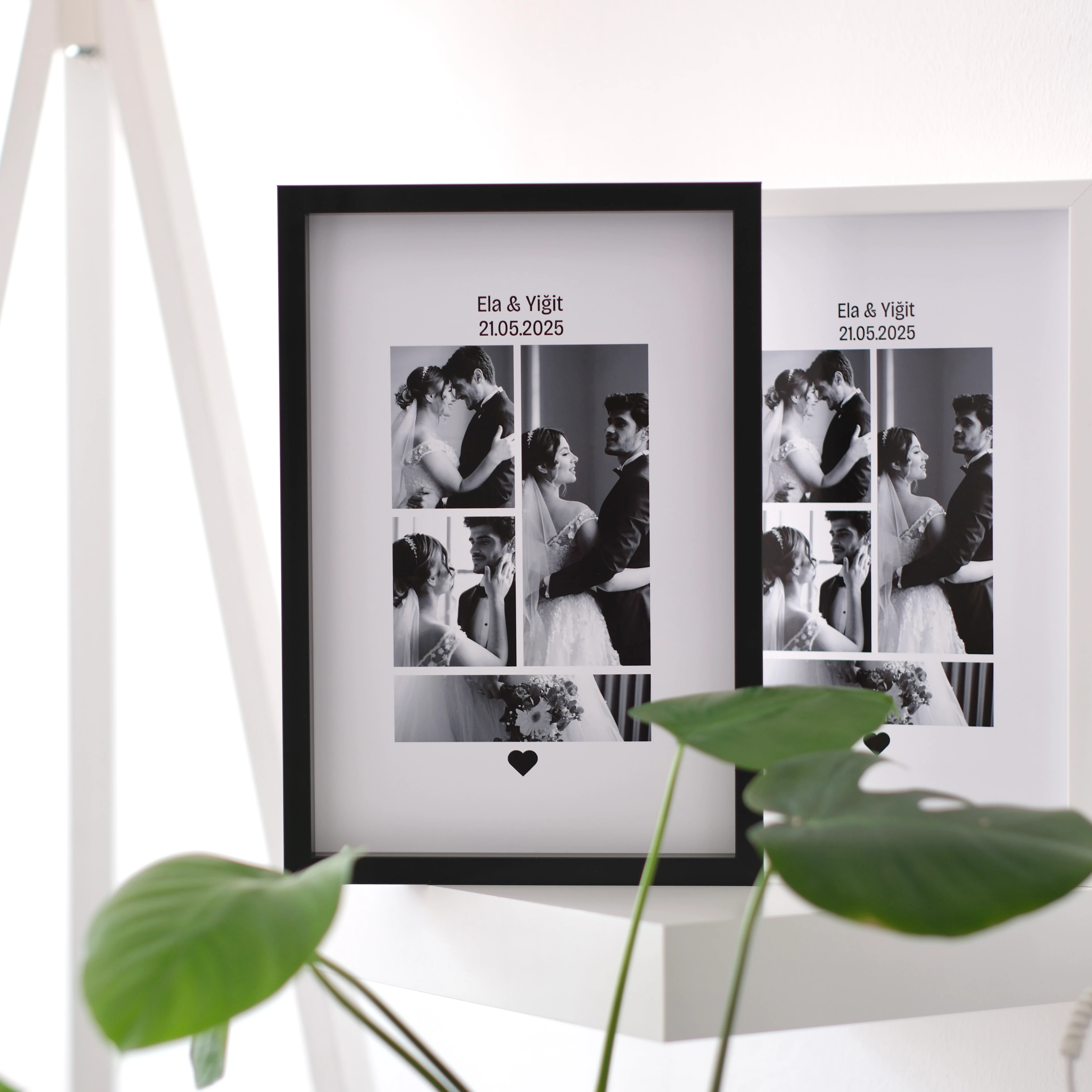 4 Fotoğraflı Siyah Beyaz 20x30 Yapışan Çerçeve