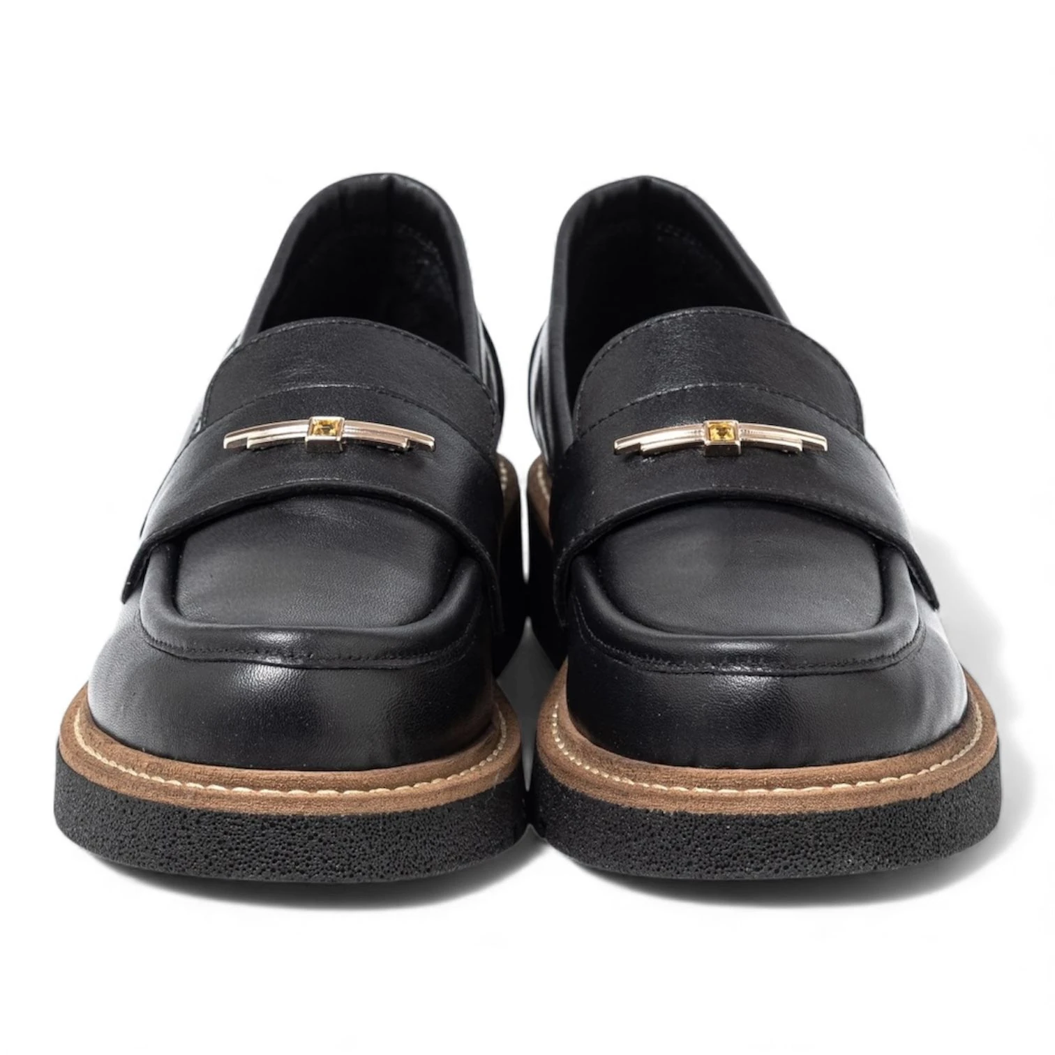 Kadın Siyah Hakiki Deri Ortapedik Loafer Ayakkabı 