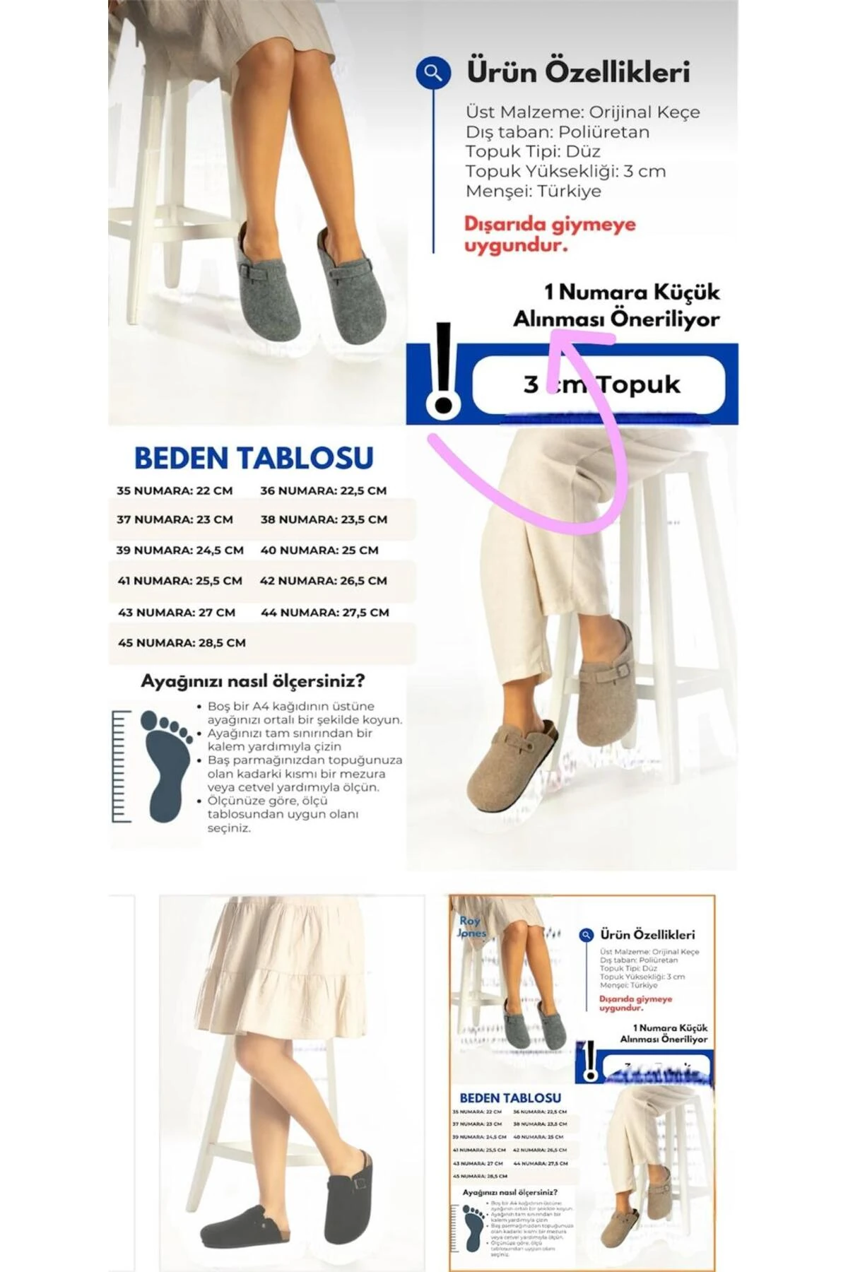 Mantar Taban Keçeli Sabo Terlik