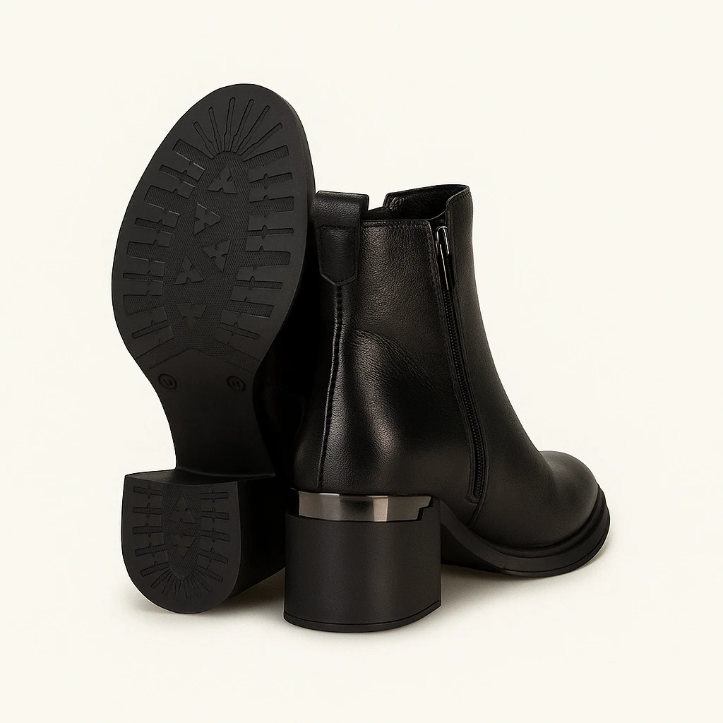 Kadın Lastik Detaylı Deri Bot 