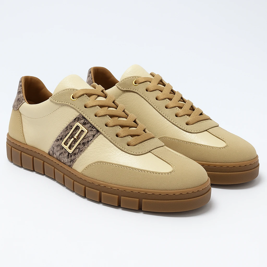 Kadın Bej Deri Sneaker 