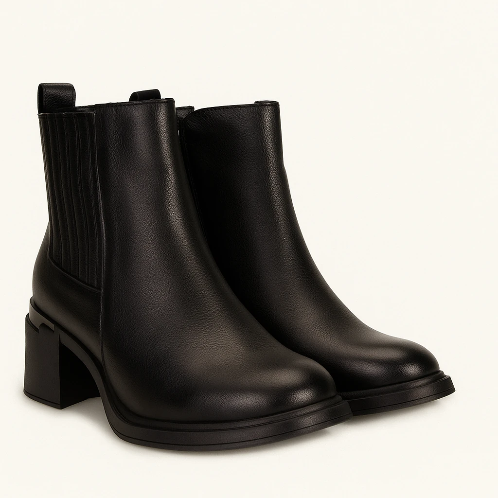 Kadın Lastik Detaylı Deri Bot 