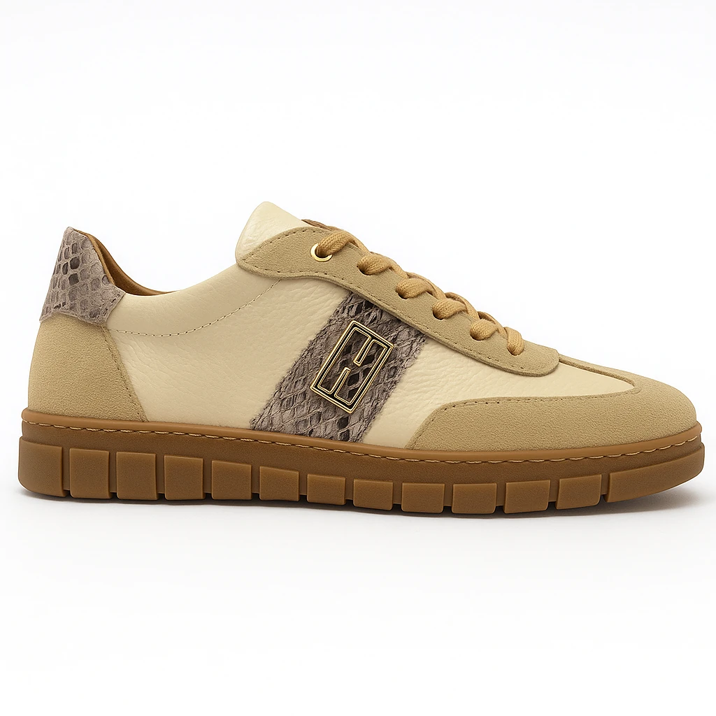 Kadın Bej Deri Sneaker 