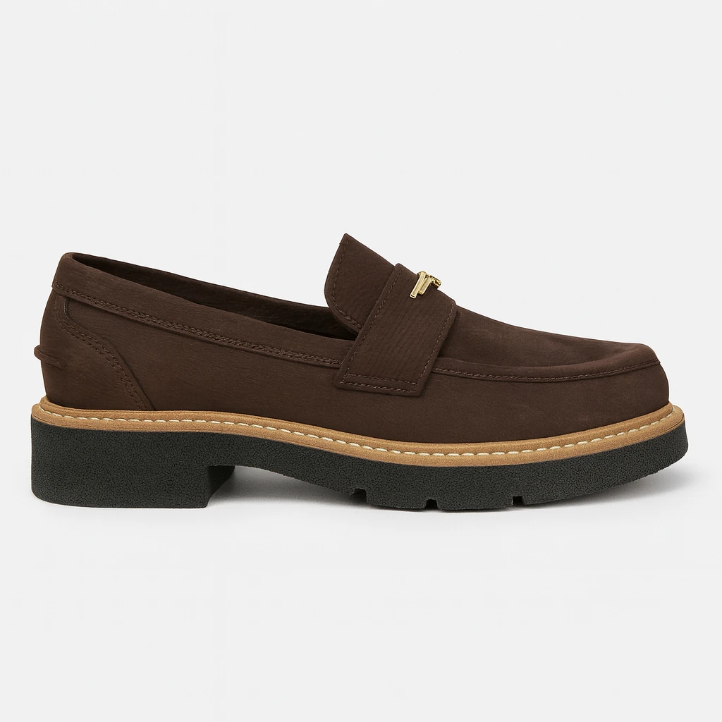 Kadın Kahverengi Hakiki Süet Deri Ortapedik Loafer Ayakkabı 