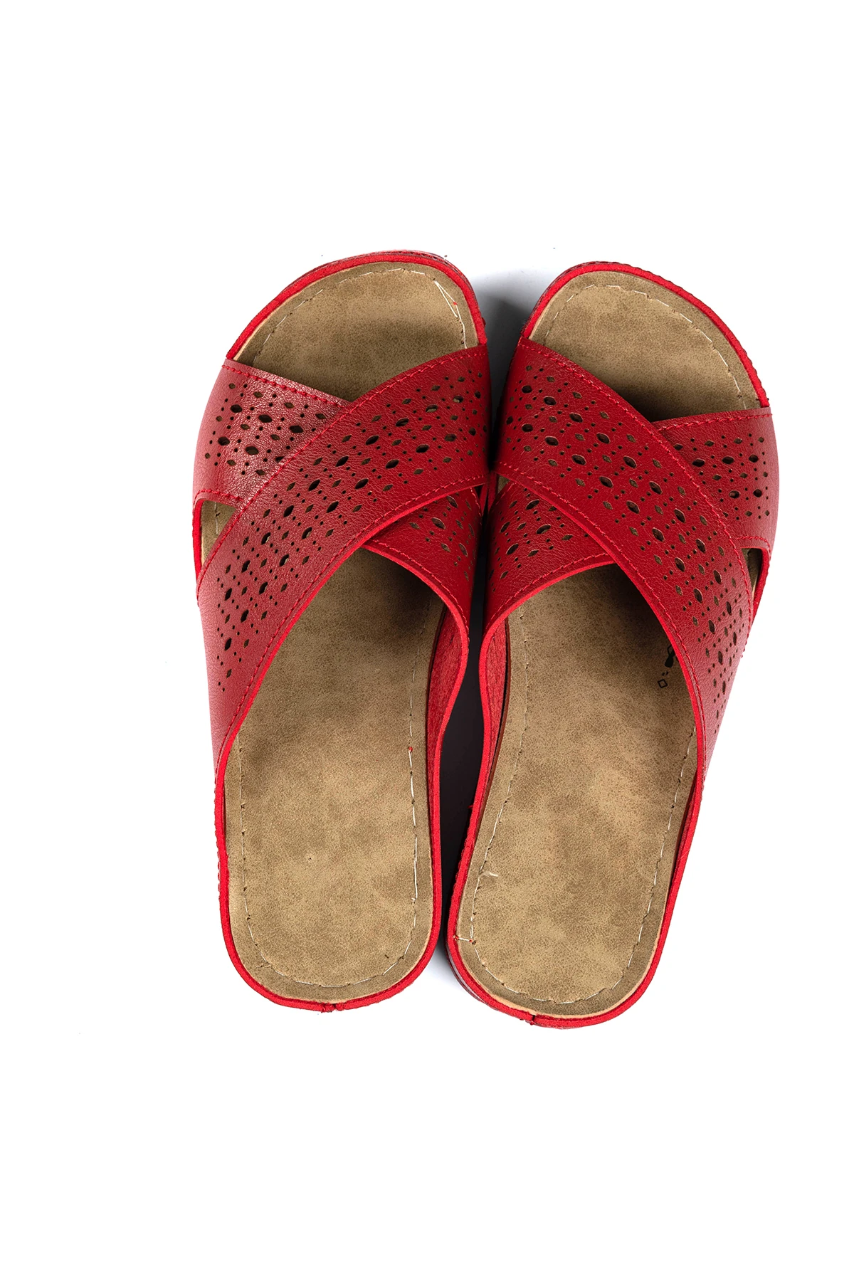 Kadın Ortopedik Yumuşak Tabanlı Terletmeyen Çift Bantlı Hasır Terlik