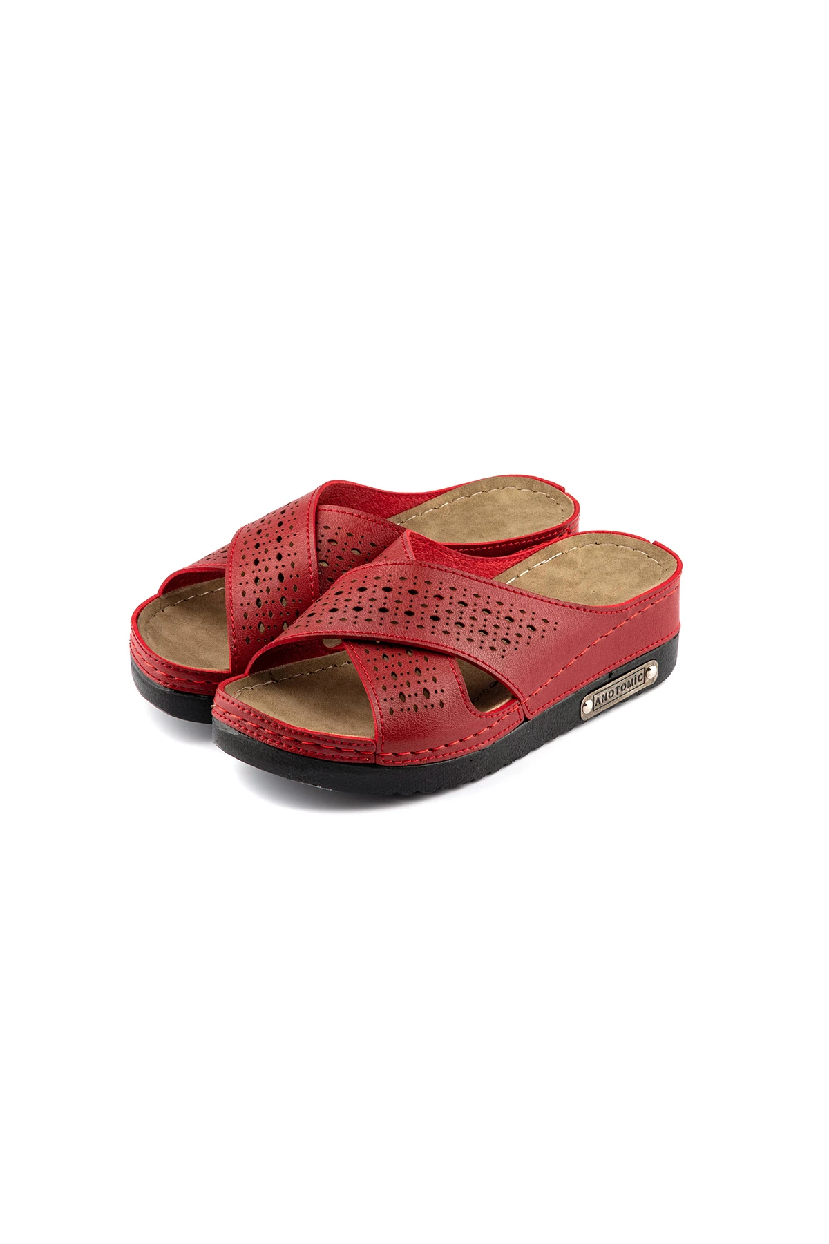 Kadın Ortopedik Yumuşak Tabanlı Terletmeyen Çift Bantlı Hasır Terlik