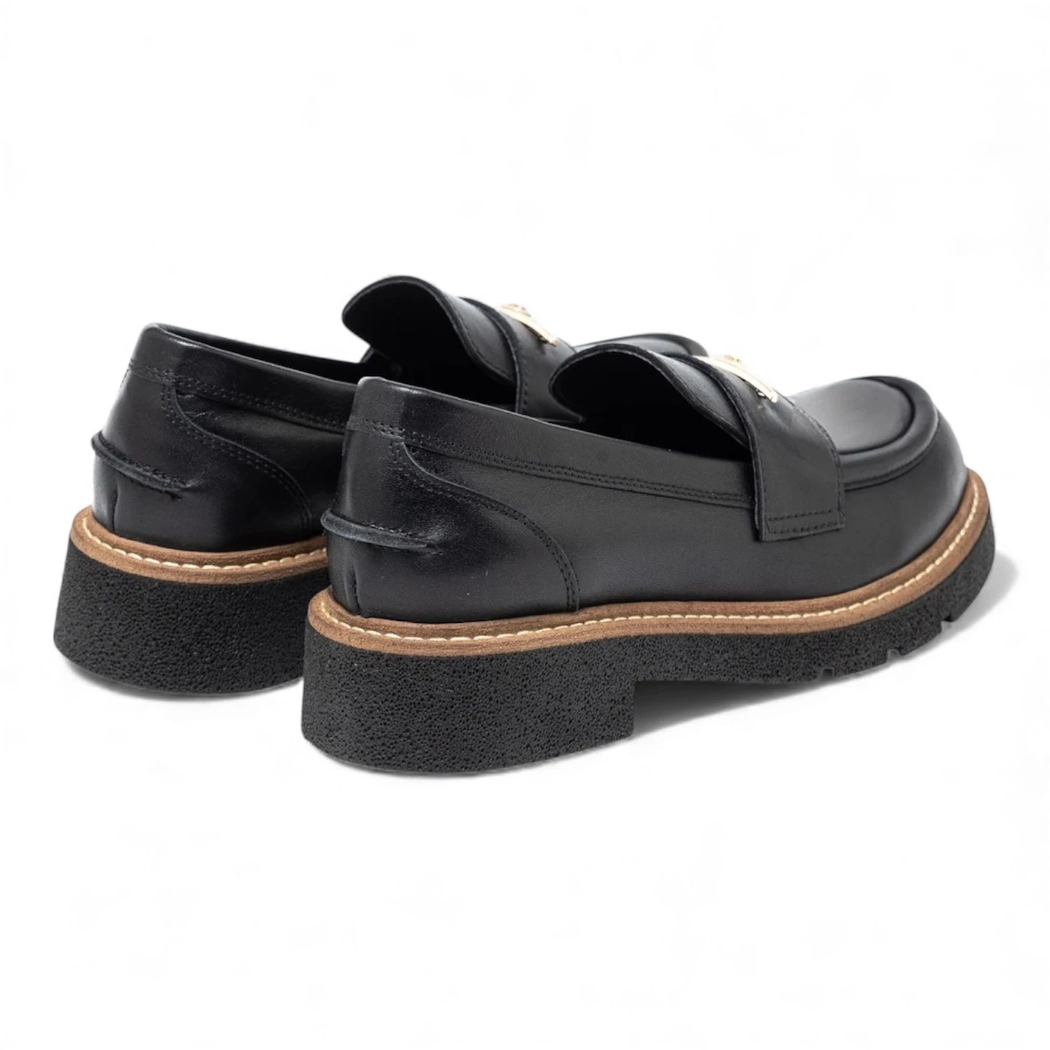 Kadın Siyah Hakiki Deri Ortapedik Loafer Ayakkabı 