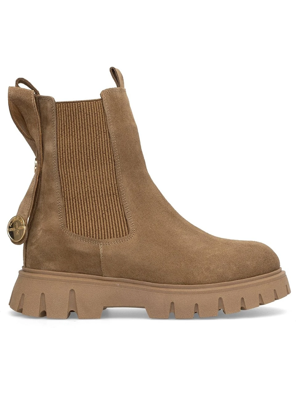 Kadın Hakiki Süet Deri Chelsea Bot Camel