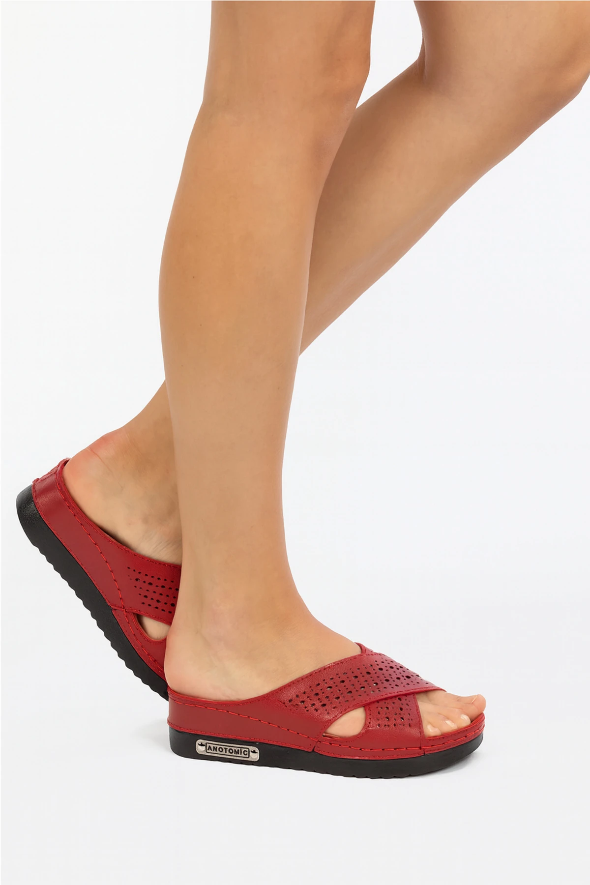 Kadın Ortopedik Yumuşak Tabanlı Terletmeyen Çift Bantlı Hasır Terlik