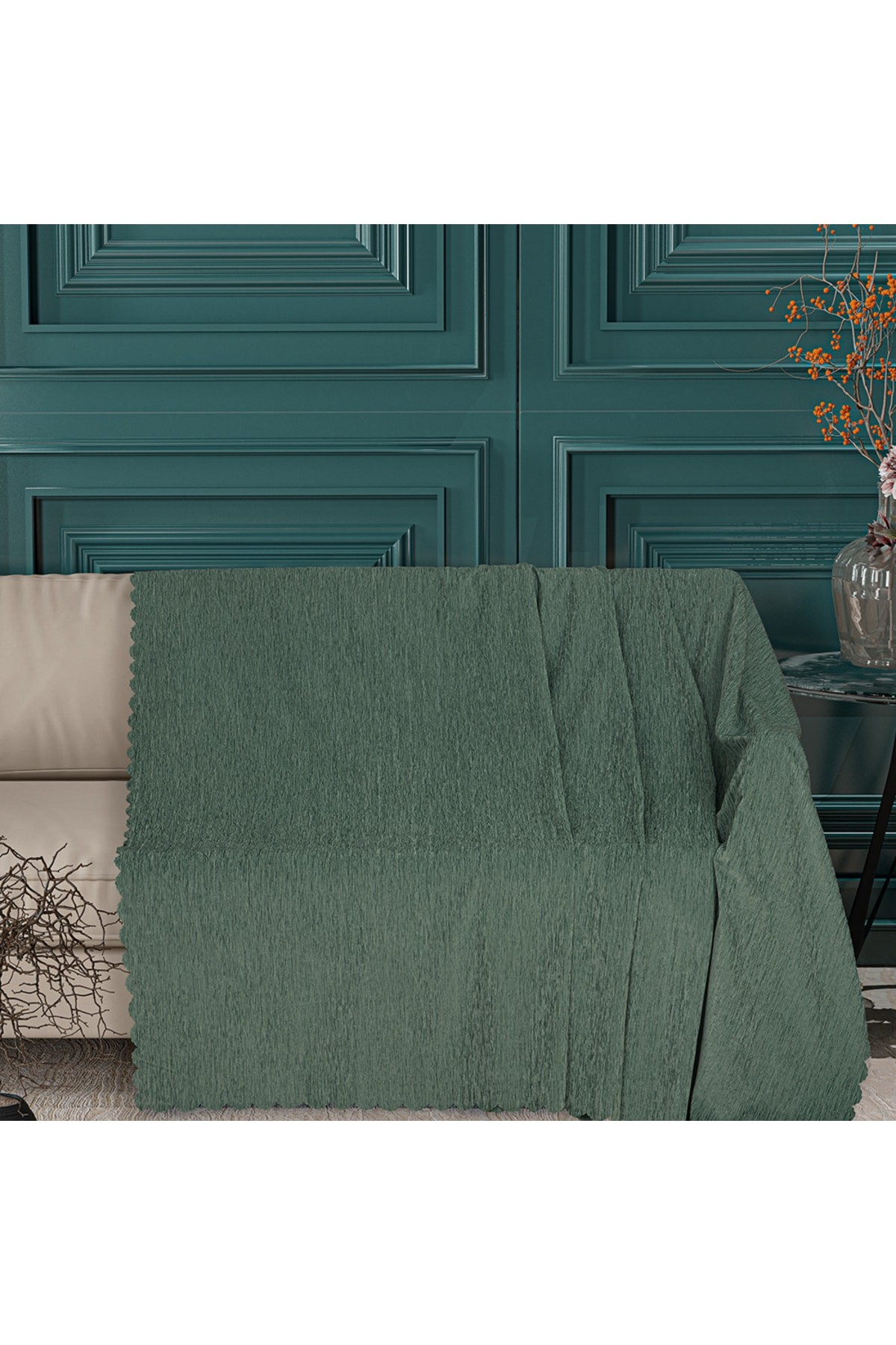 Chenille Sofa Cover Water Green