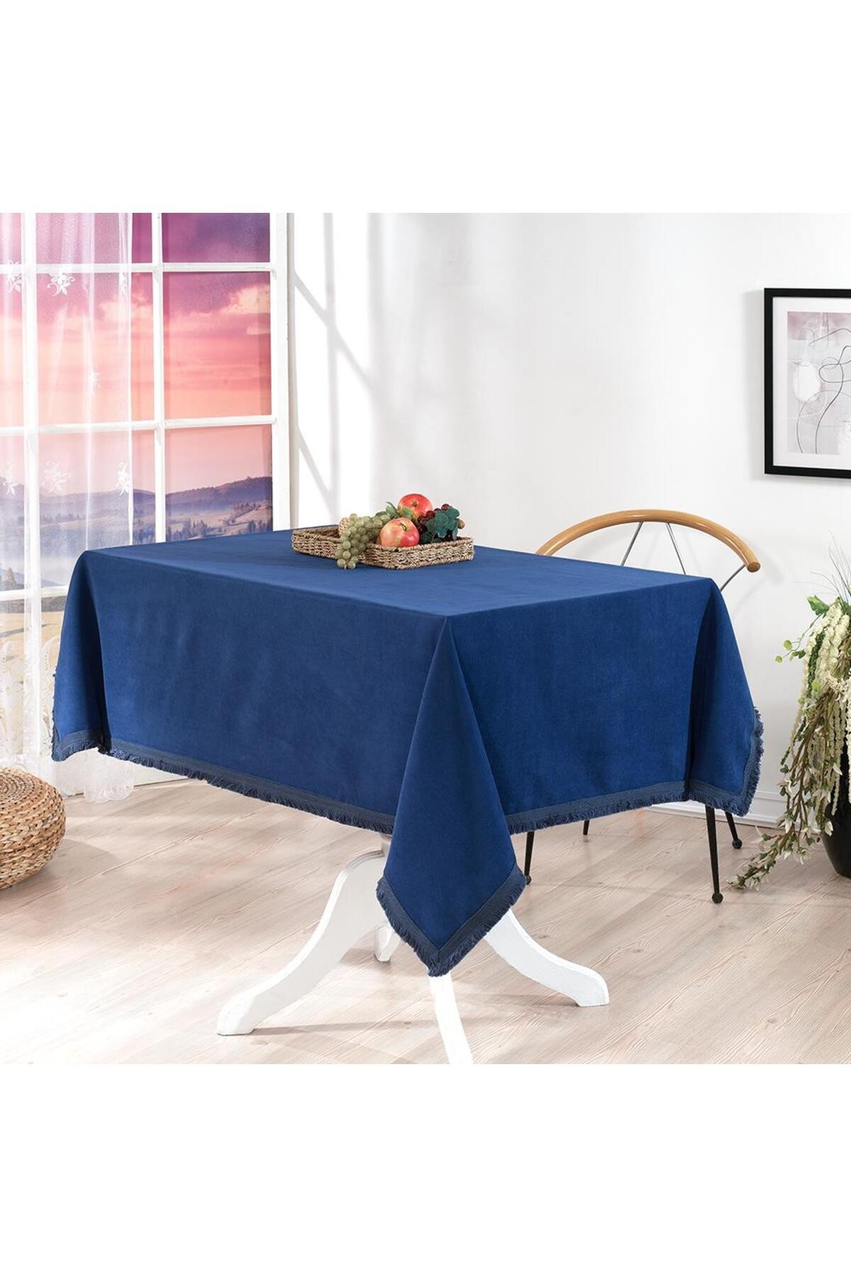 Dark Blue Honeycomb Fabric Tablecloth