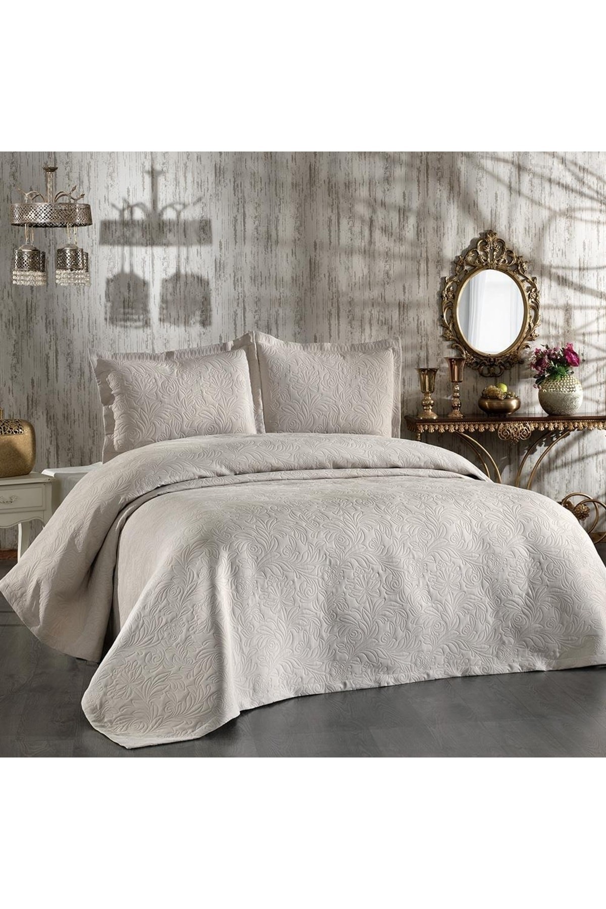 Soldi Rose Cappuccino Double Bedspread