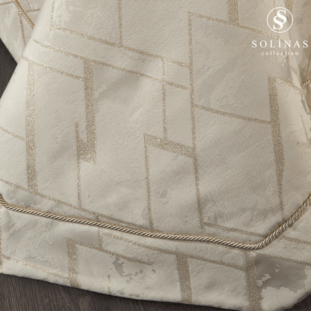 Solinas Collection Melina Çift Kişilik Krem Gold Simli Pamuklu, Elyaf Dolgulu Yatak Örtüsü