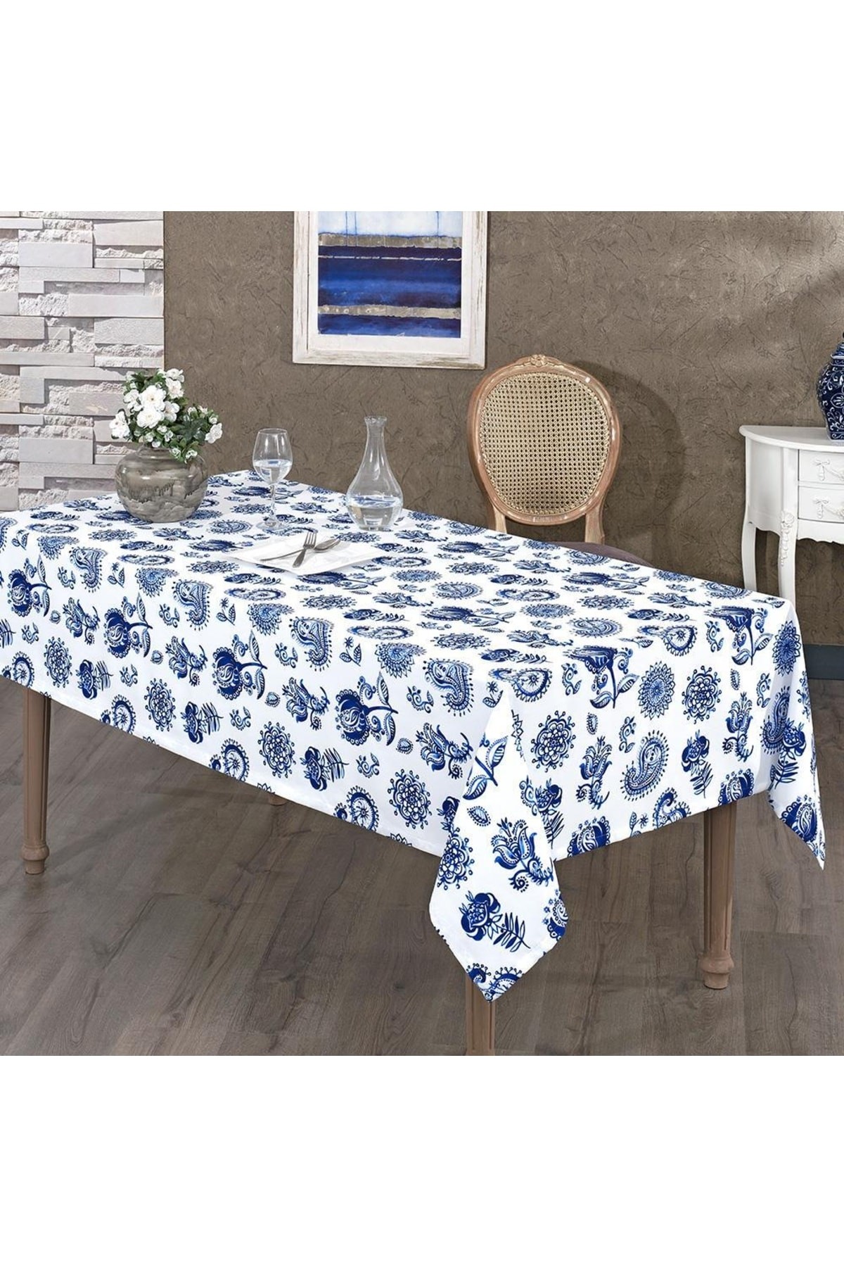 Digital Printed Sidelya Blue Tablecloth