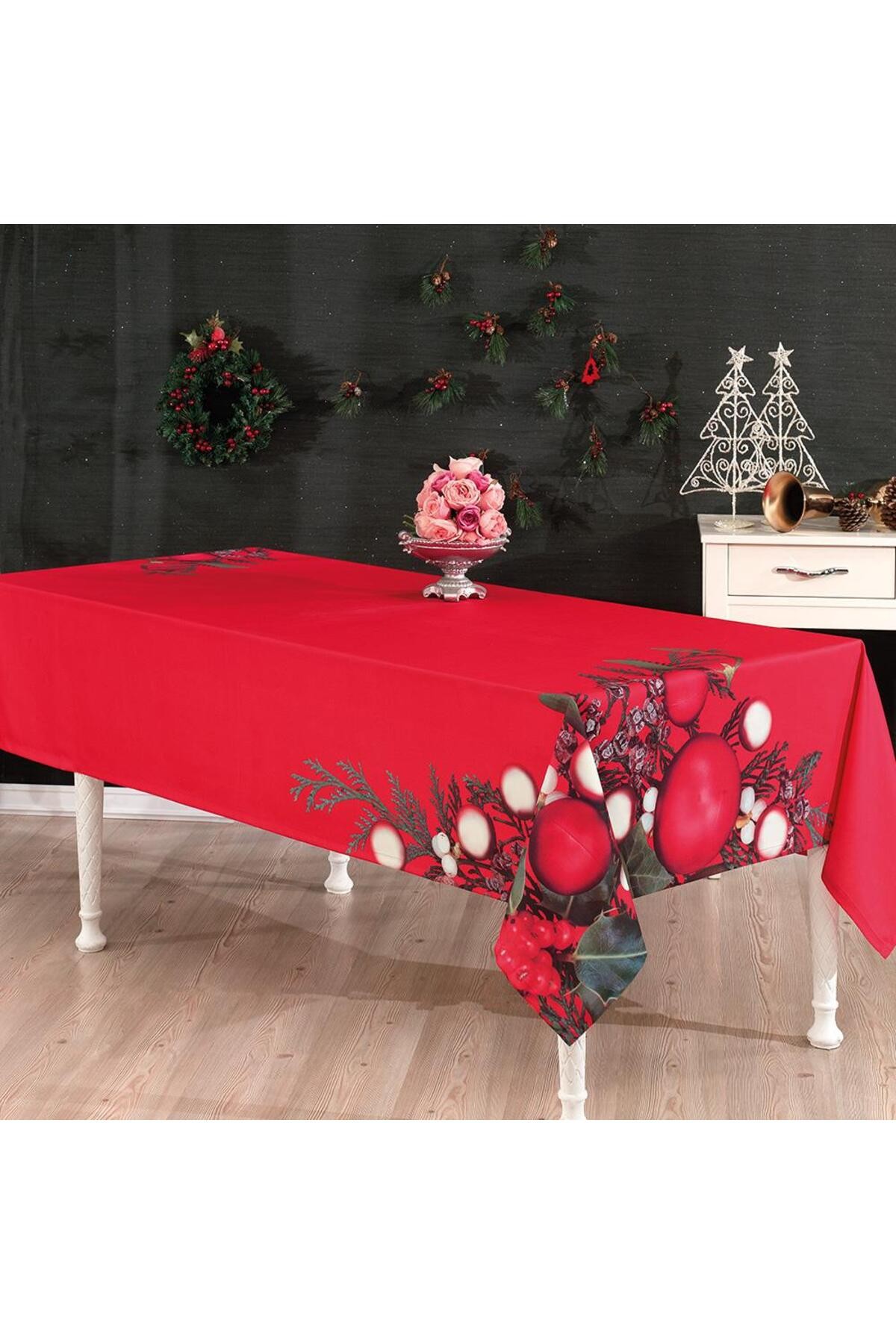 Digital Printed Allegra Red Tablecloth