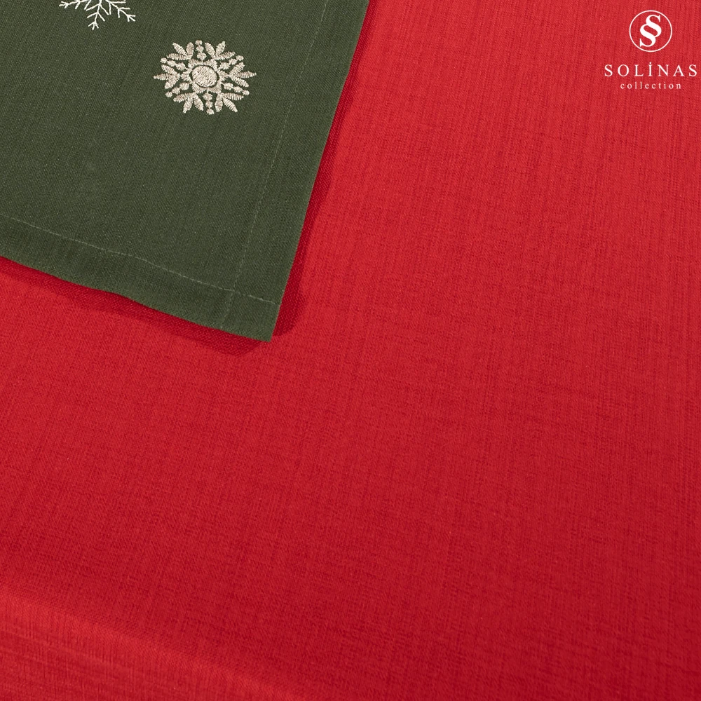 Solinas Collection Mila Gardenya Kumaş 2 Parça Yeşil Masa Örtüsü ve Nakışlı Runner