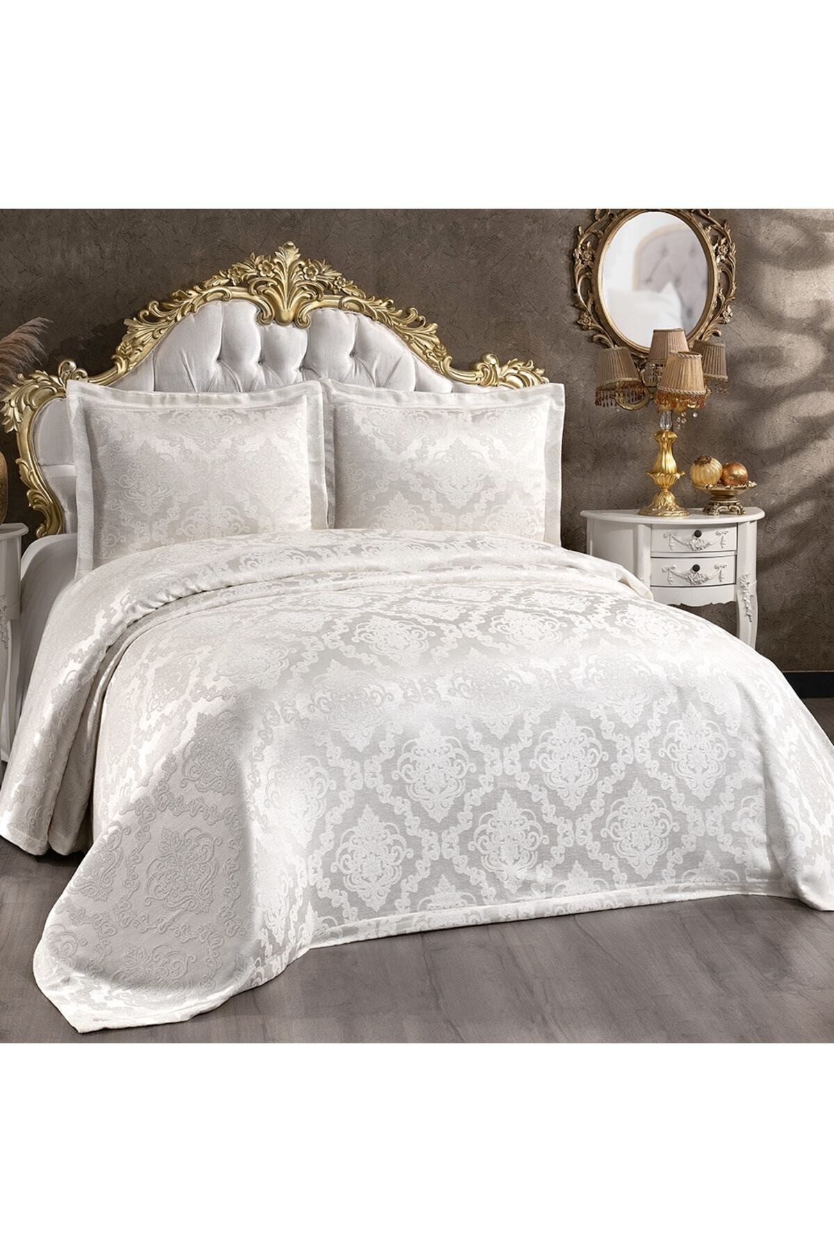 Helios Cream Double Chenille Pique Bedspread