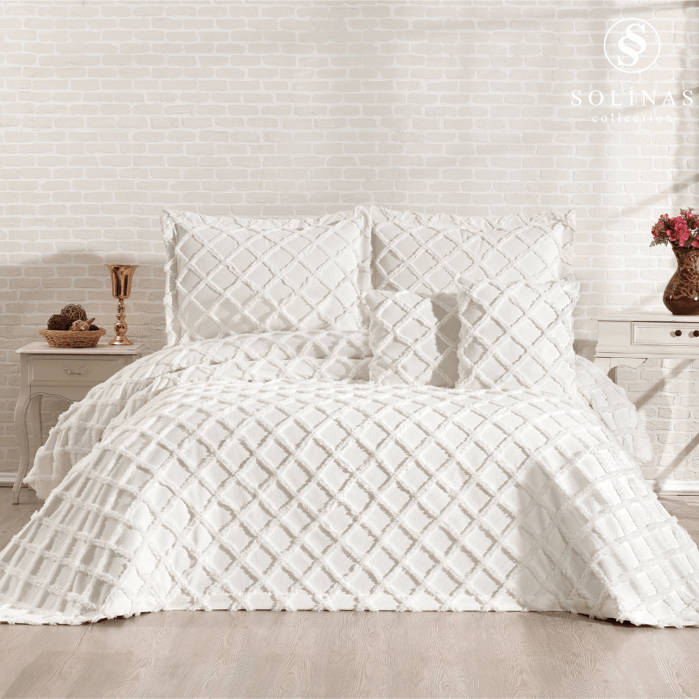 Solinas Collection Lora İnce Pike Krem King Size Yatak Örtüsü (270 cm x 260 cm)