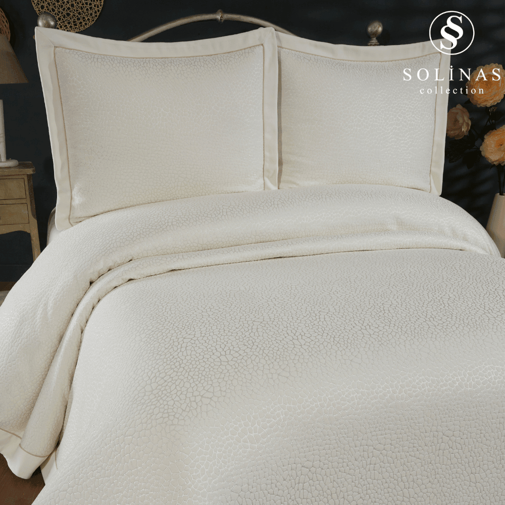 Solinas Collection Solmira Krem Kenarı Biyeli Çift Kişilik Yatak Örtüsü