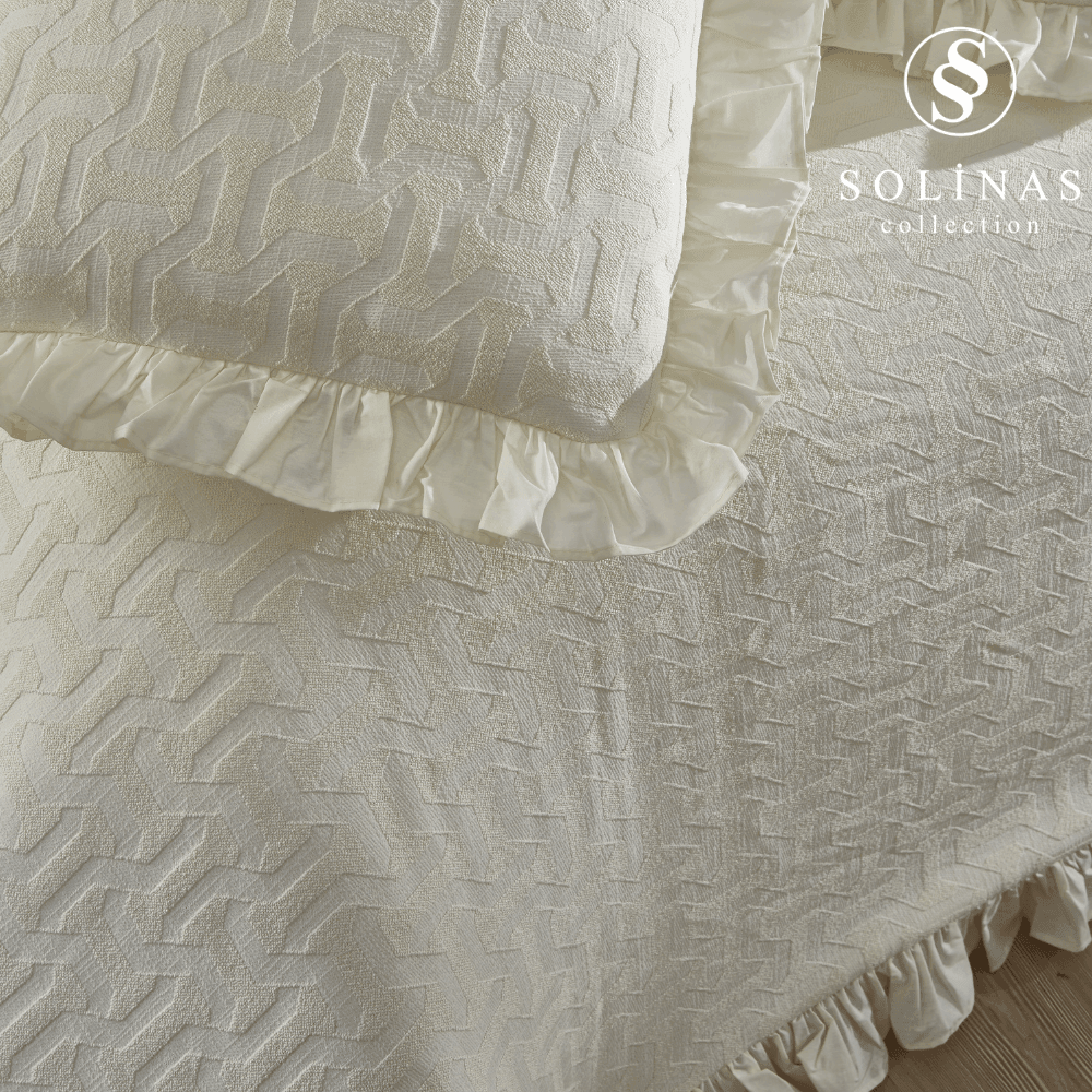 Solinas Collection Miranda Pamuklu Krem King Size Yatak Örtüsü