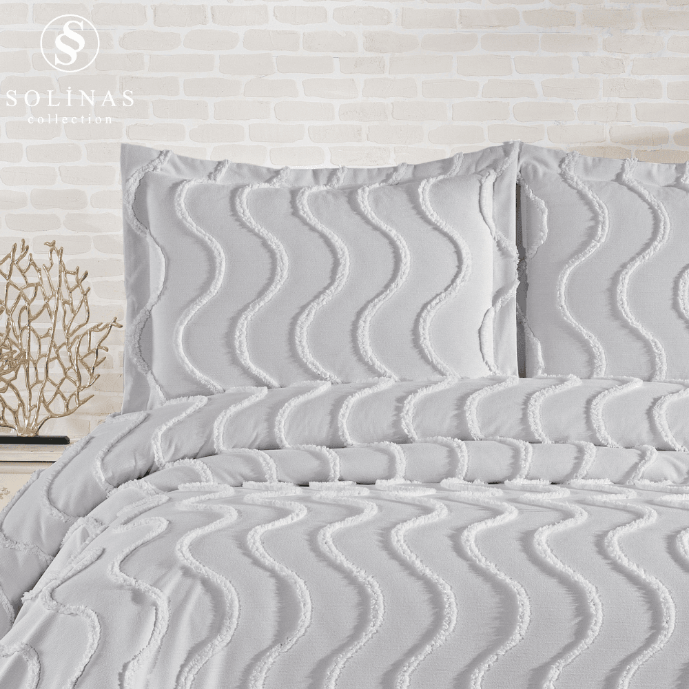 Solinas Collection Neva Çift Kişilik İnce Pike Gri Yatak Örtüsü (250 cm x 250 cm)