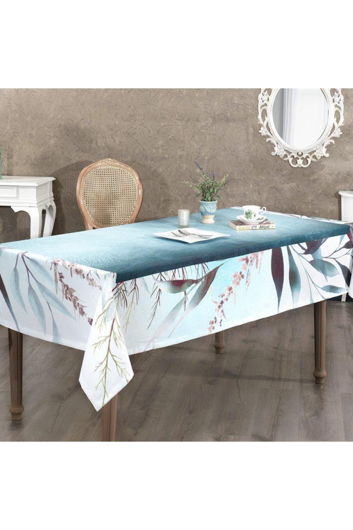 Digital Printed Tropical Water Green Panel Tablecloth