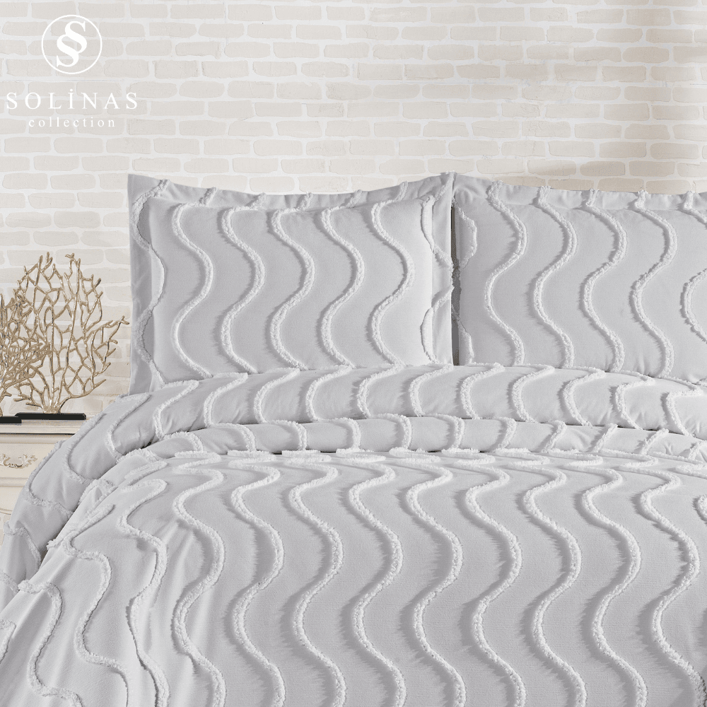 Solinas Collection Neva Çift Kişilik İnce Pike Gri Yatak Örtüsü (250 cm x 250 cm)