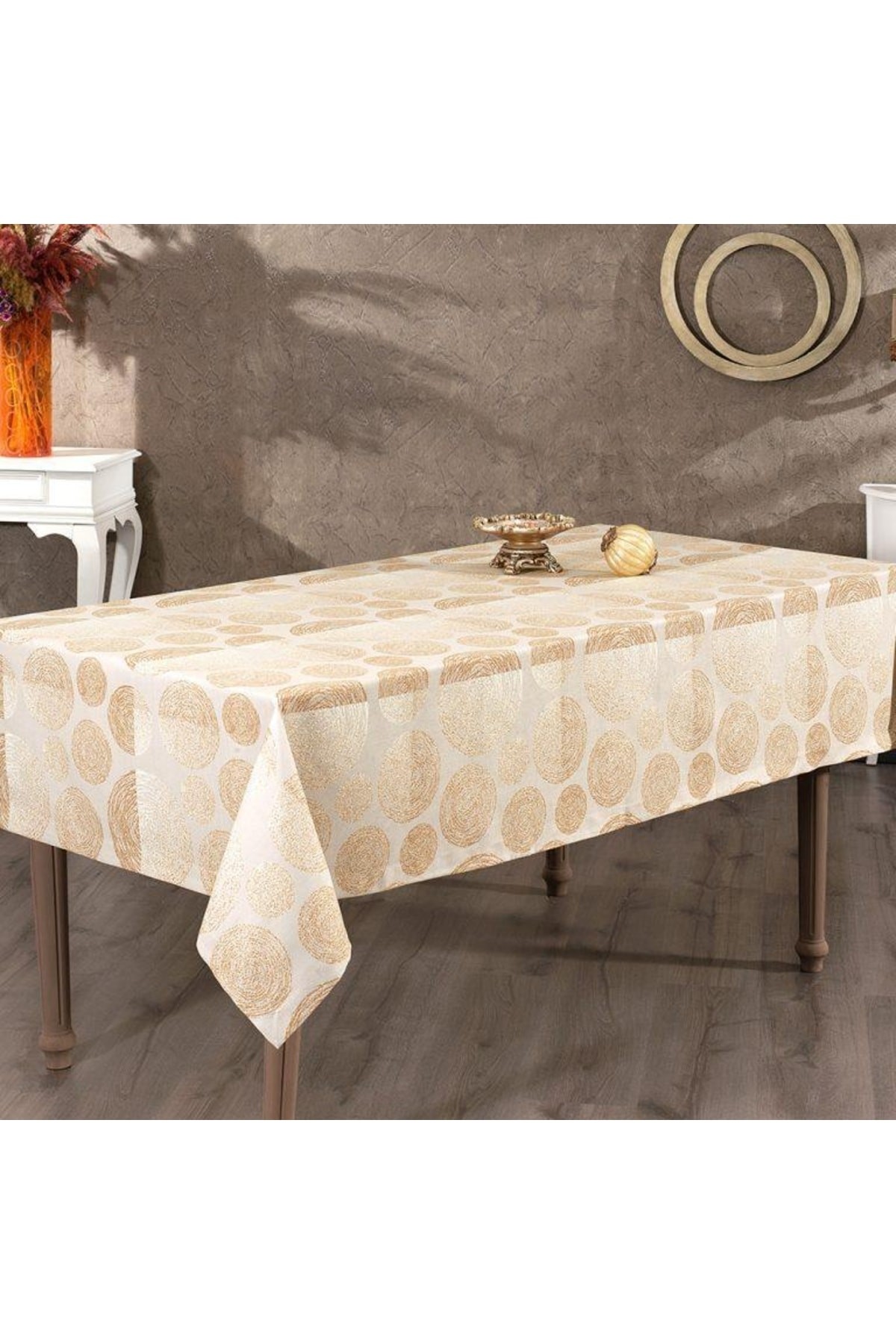 Digital Printed Golden Yellow Coffee Tablecloth