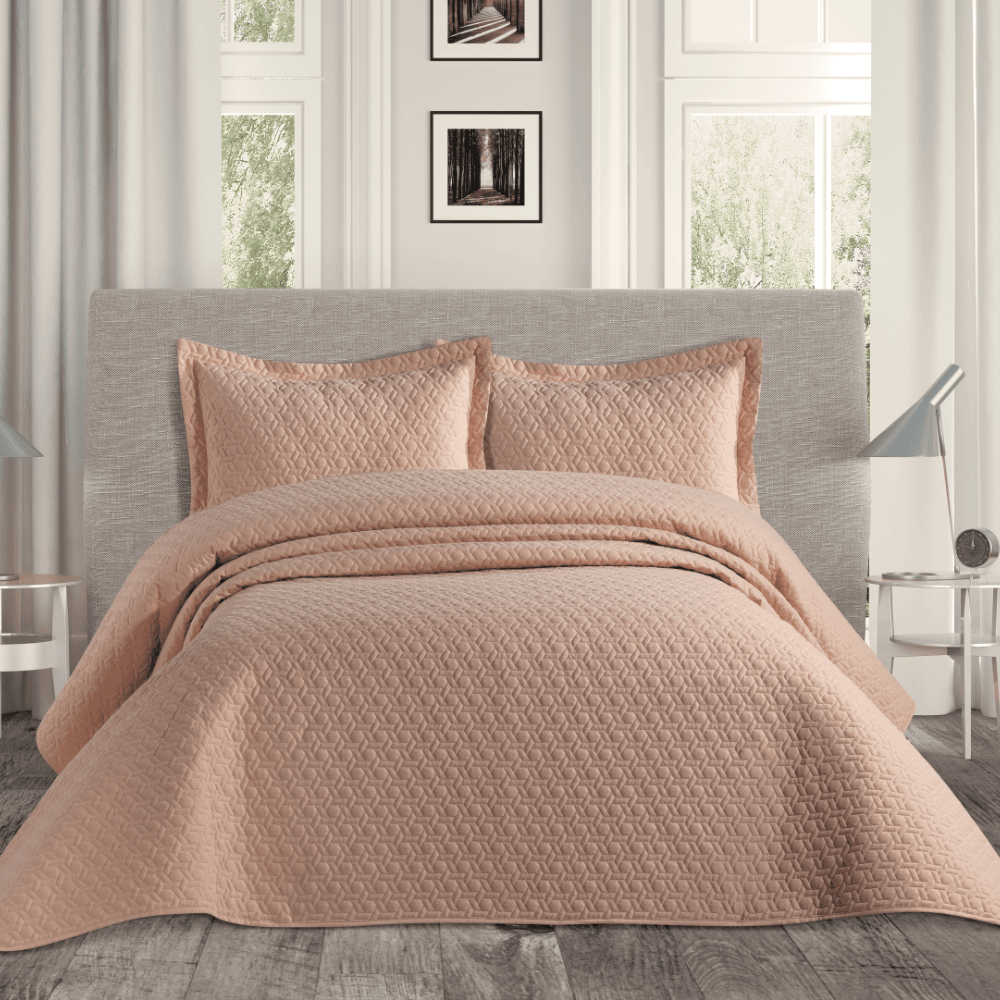 Solinas Collection Laura Somon Elyaf Dolgulu Çift Kişilik Yatak Örtüsü
