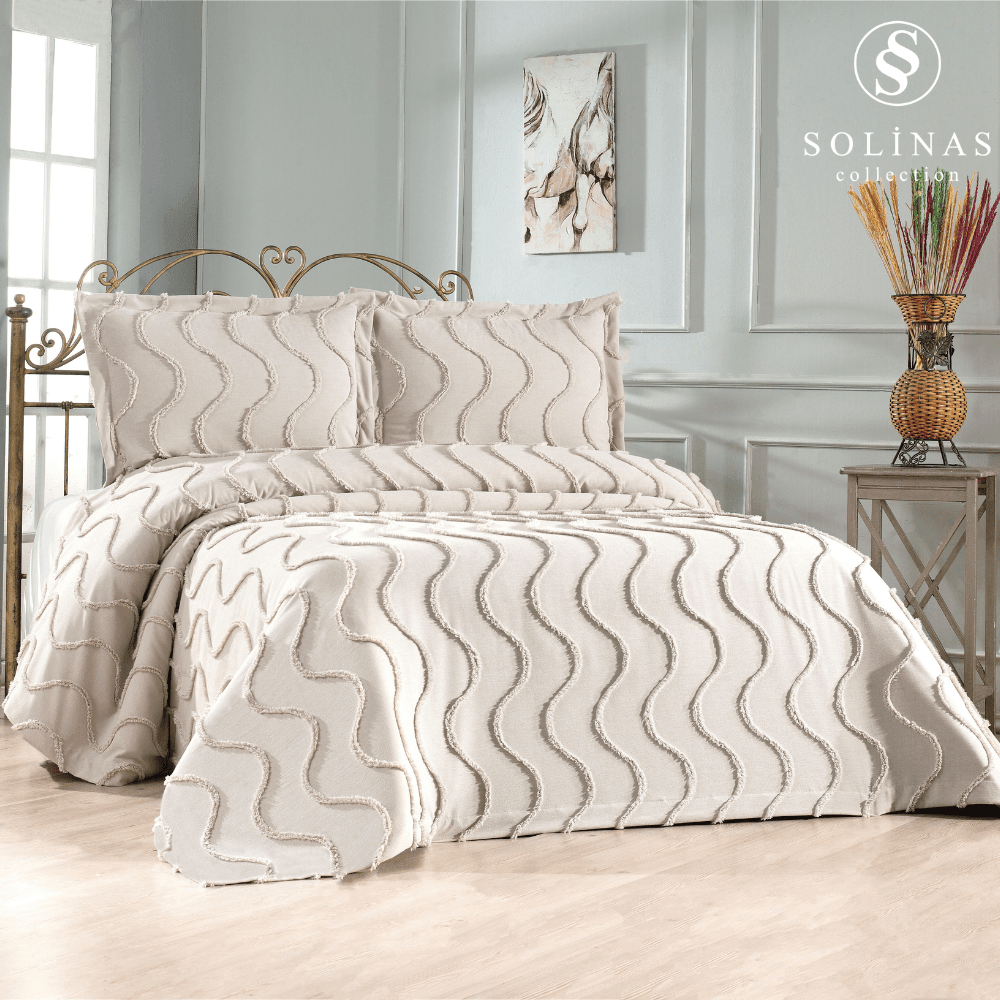 Solinas Collection Neva Çift Kişilik İnce Pike Vizon Yatak Örtüsü (250 cm x 250 cm)