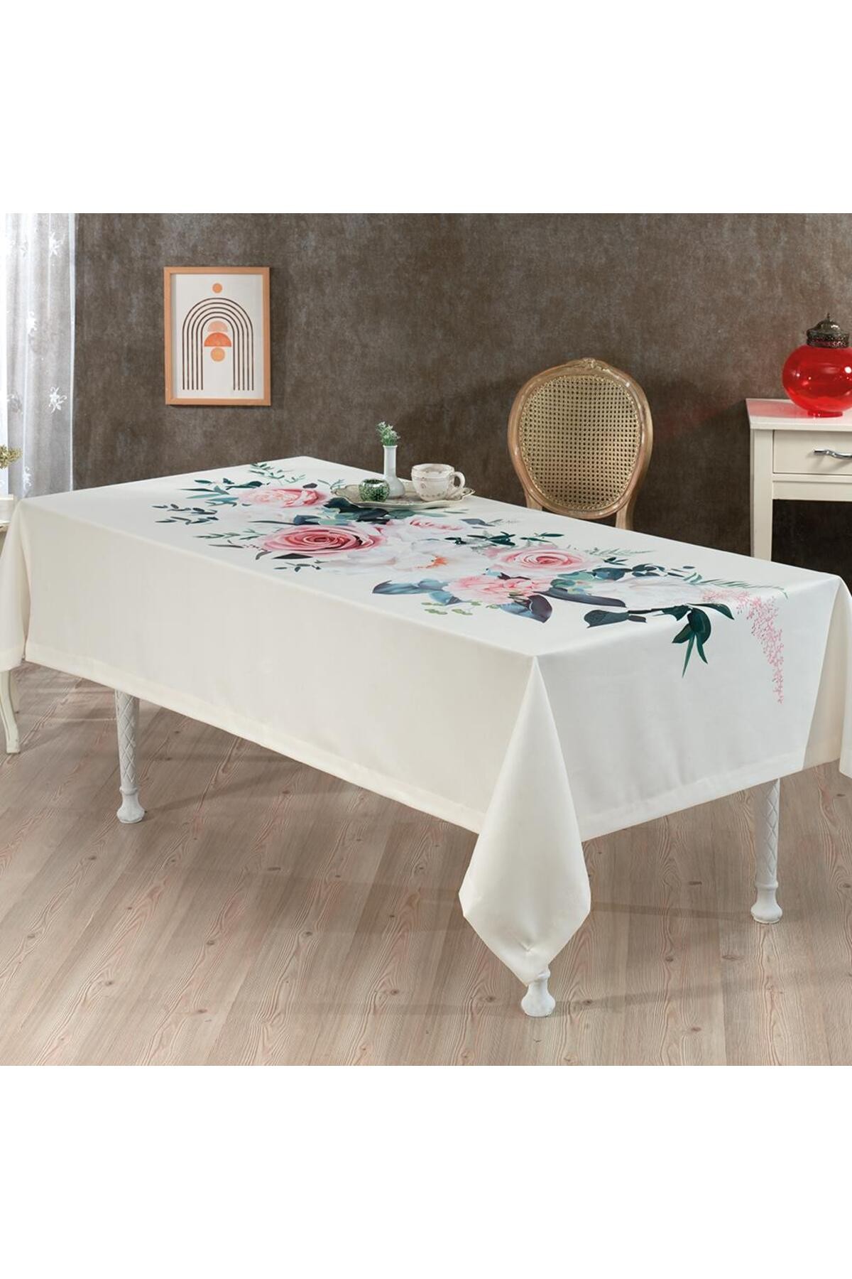 Digital Printed Rosalinda Cream Tablecloth